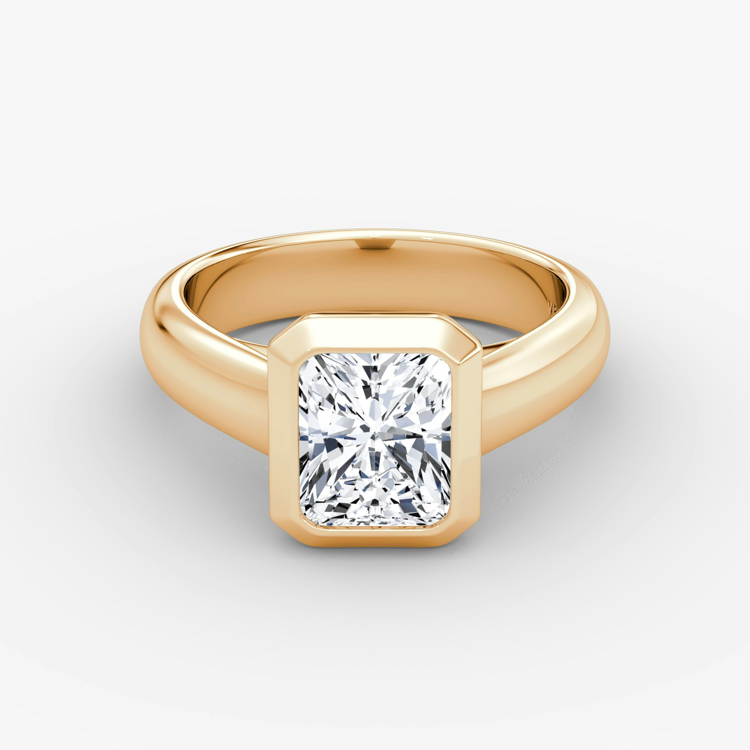Sculpture Bezel Radiant Engagement Ring | 14k Rose Gold