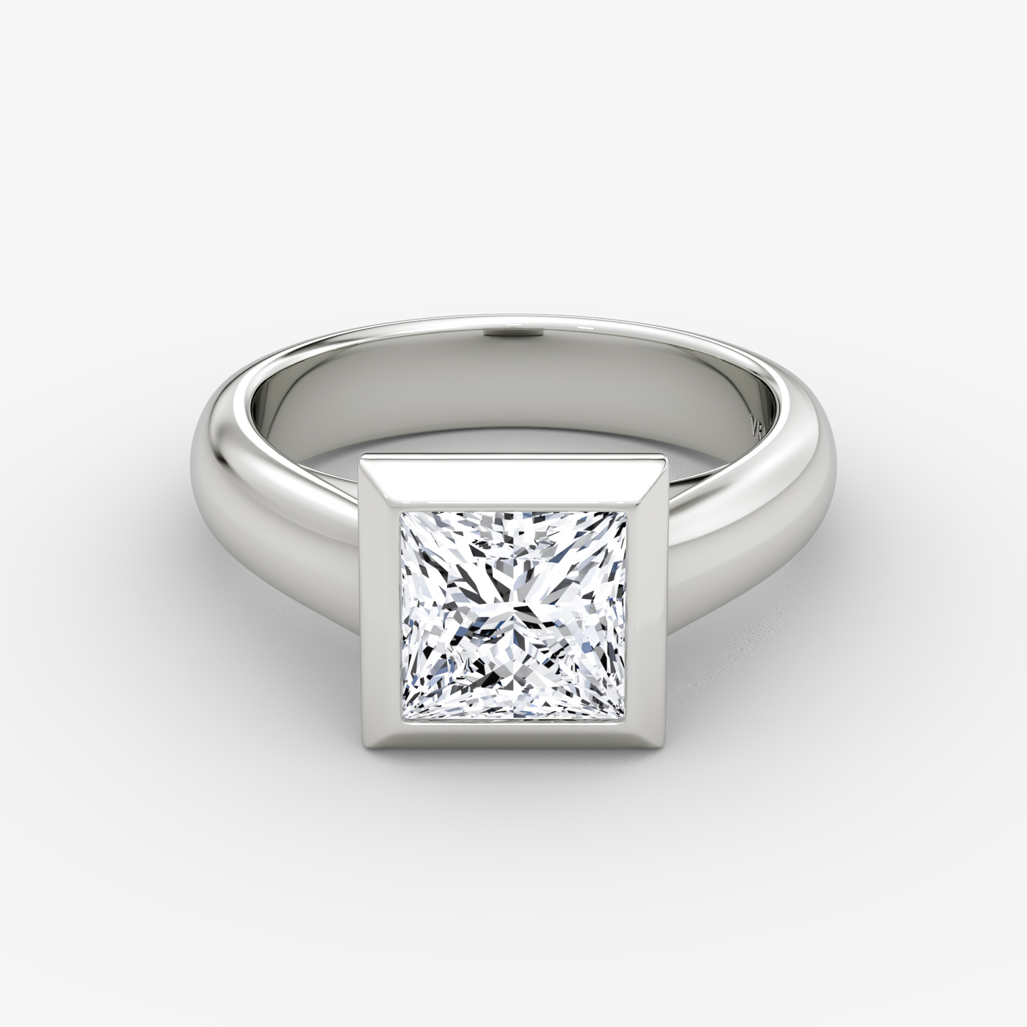 Sculpture Bezel Princess Engagement Ring | 18k White Gold