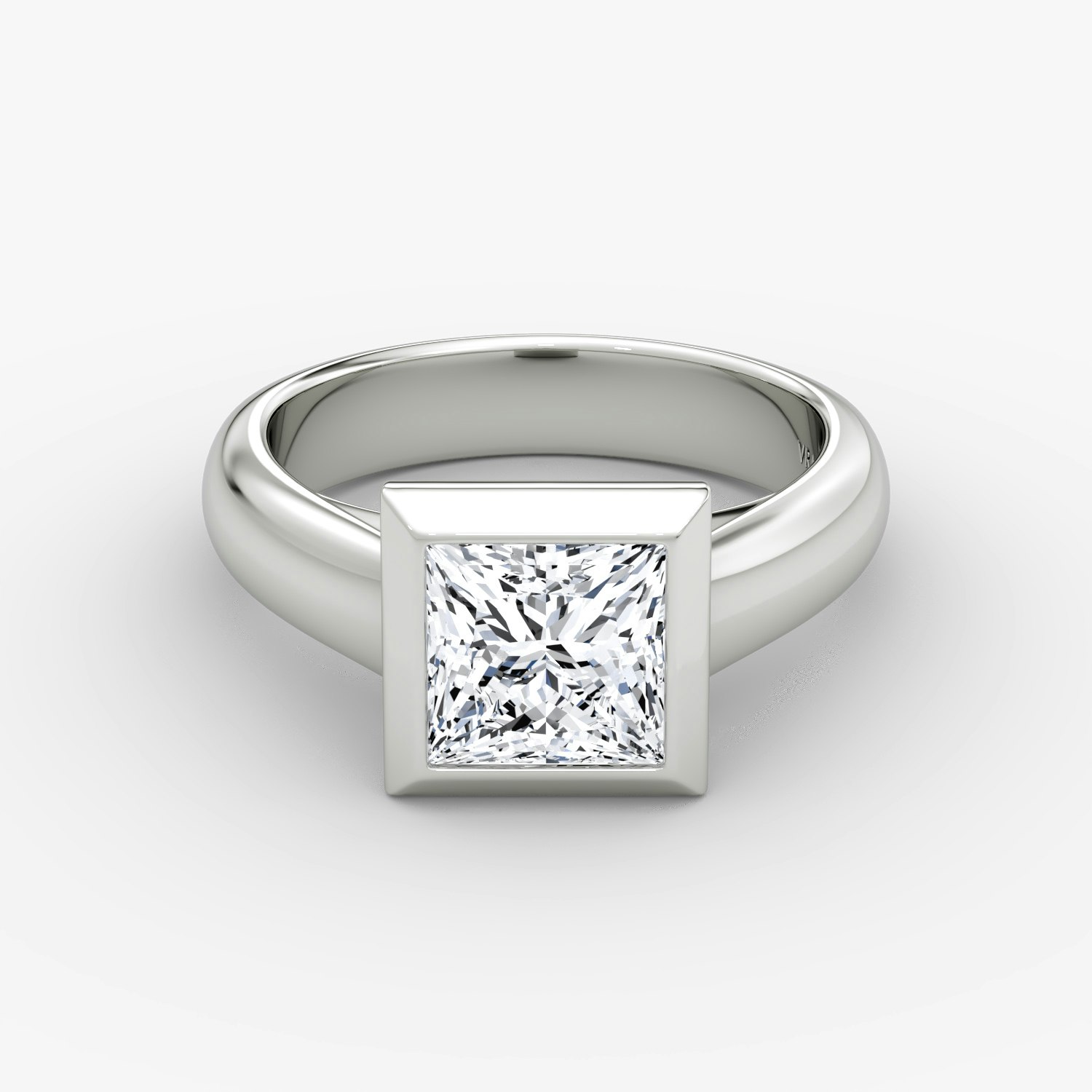 Sculpture Bezel Princess Engagement Ring | 18k White Gold