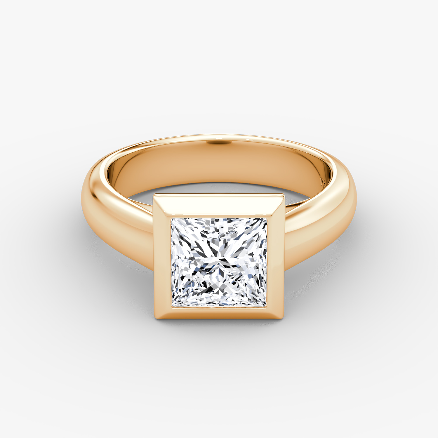 Sculpture Bezel Princess Engagement Ring | 14k Rose Gold