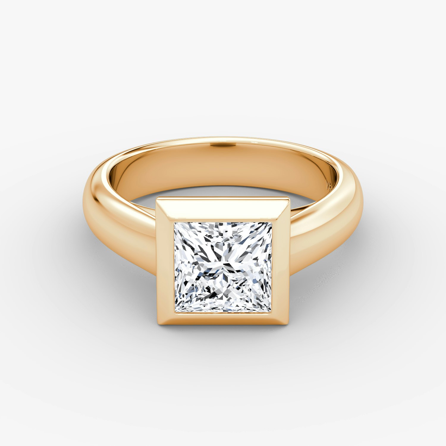 Sculpture Bezel Princess Engagement Ring | 14k Rose Gold