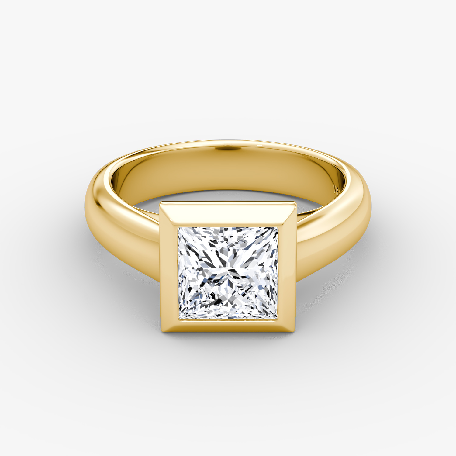 Sculpture Bezel Princess Engagement Ring | 18k Yellow Gold