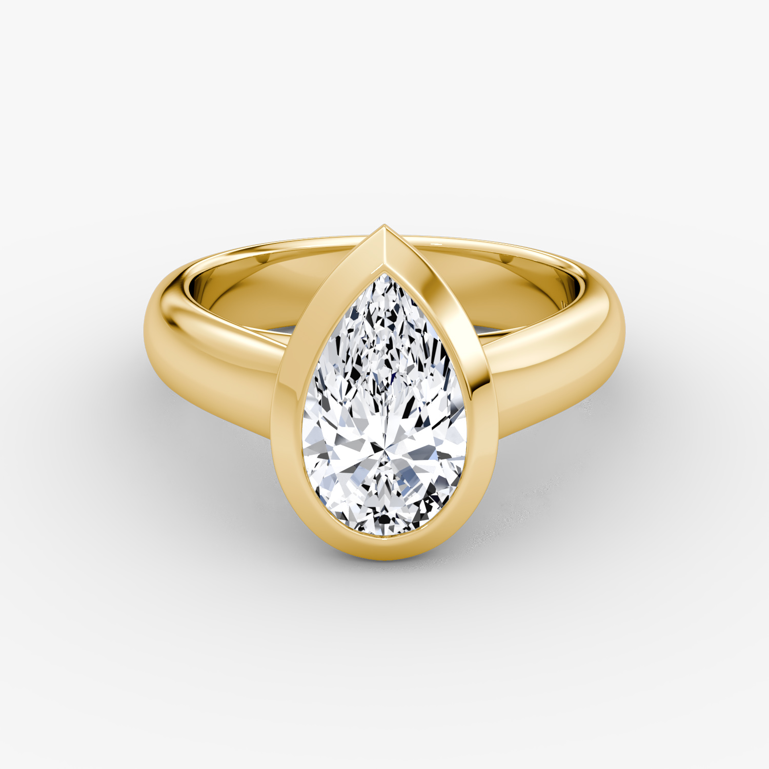 Sculpture Bezel Pear Engagement Ring | 18k Yellow Gold