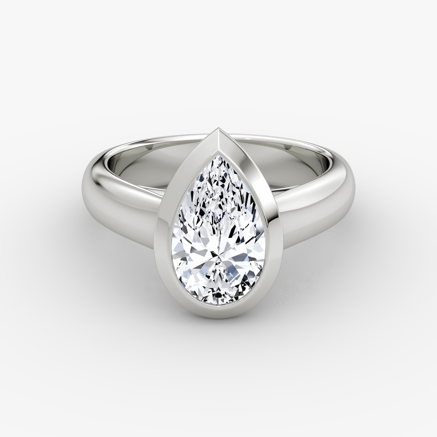 Sculpture Bezel Pear Engagement Ring | 18k White Gold