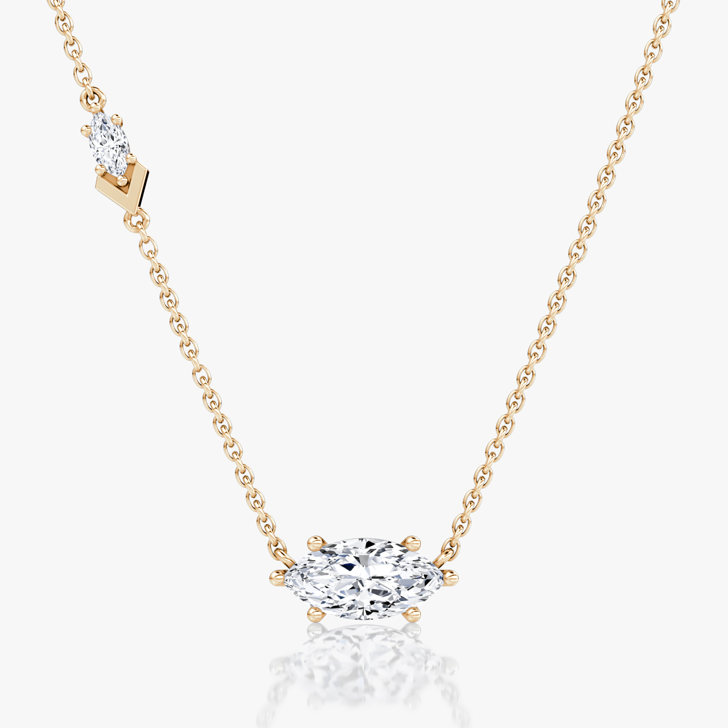 VRAI Toi et Moi Echo Marquise Necklaces | 14k Rose Gold