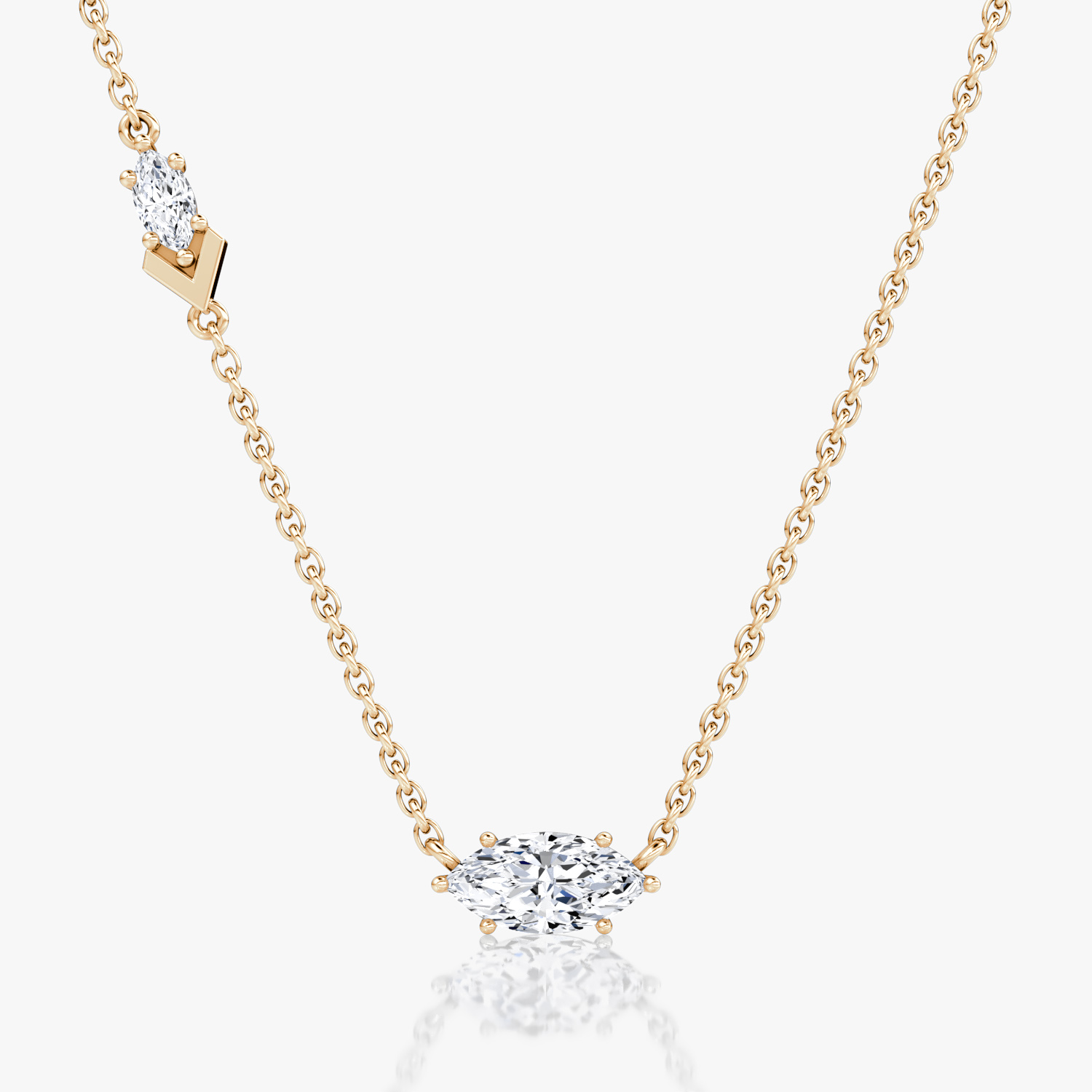 VRAI Toi et Moi Echo Marquise Necklaces | 14k Rose Gold