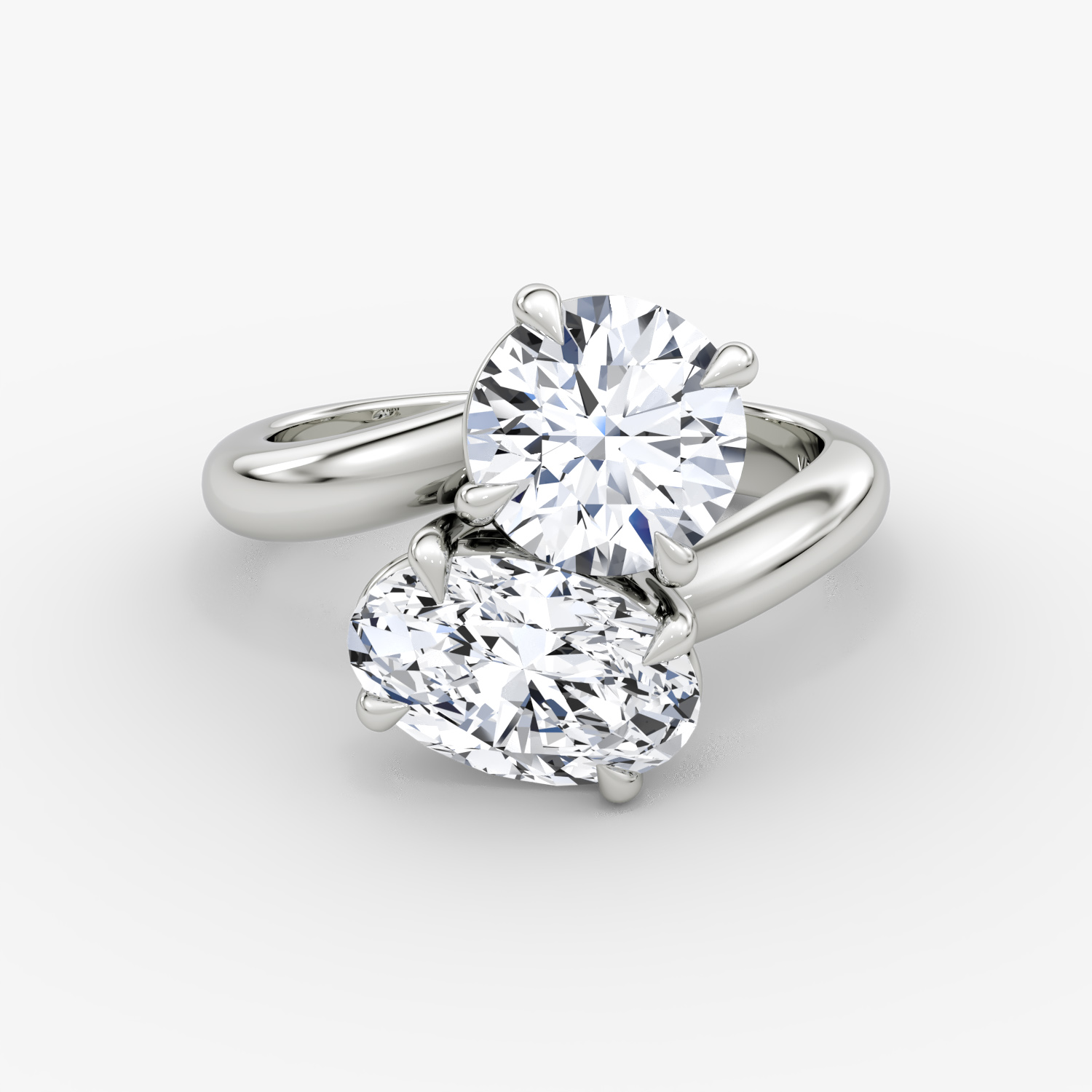Toi et Moi Bypass Round Brilliant and Oval Engagement Ring | Platinum