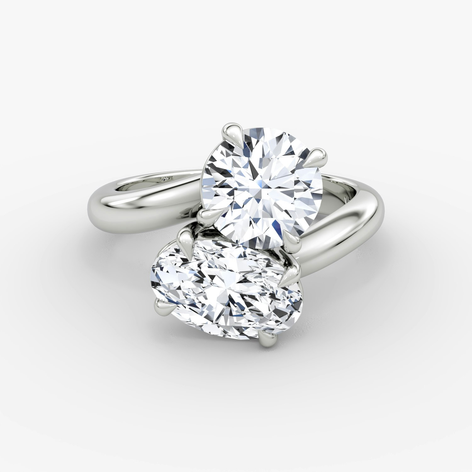 Toi et Moi Bypass Round Brilliant and Oval Engagement Ring | Platinum