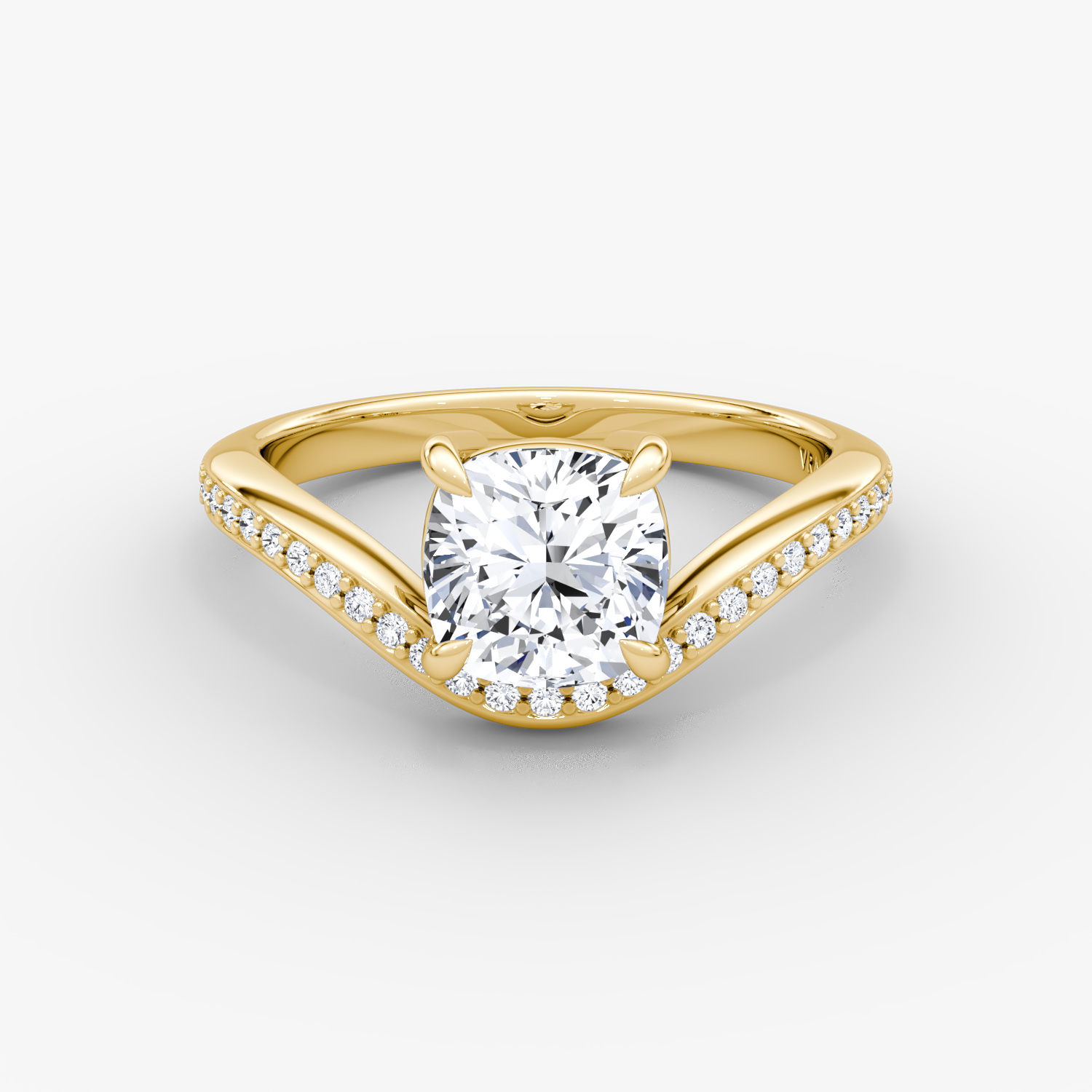 Curve Cushion Engagement Ring | 18k Yellow Gold