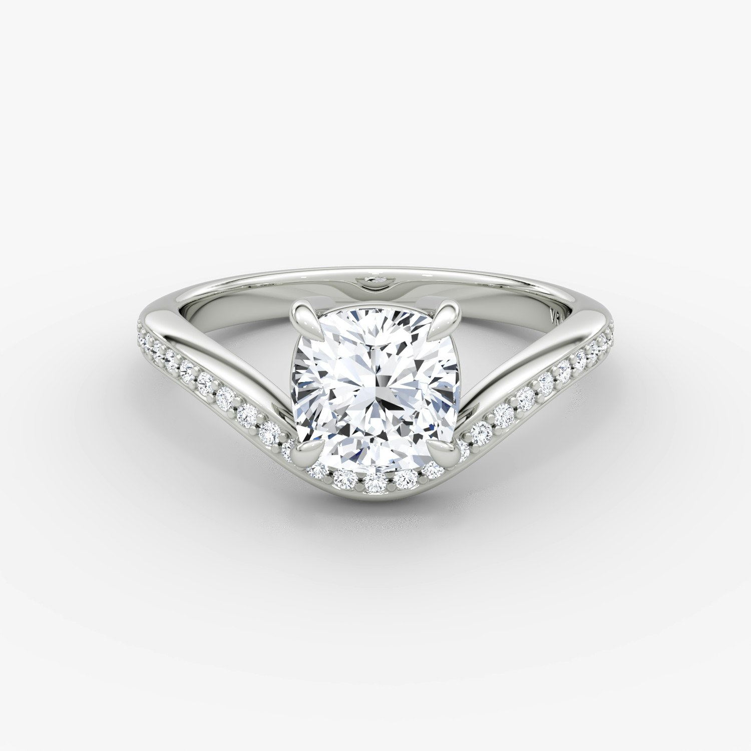 Curve Cushion Engagement Ring | 18k White Gold