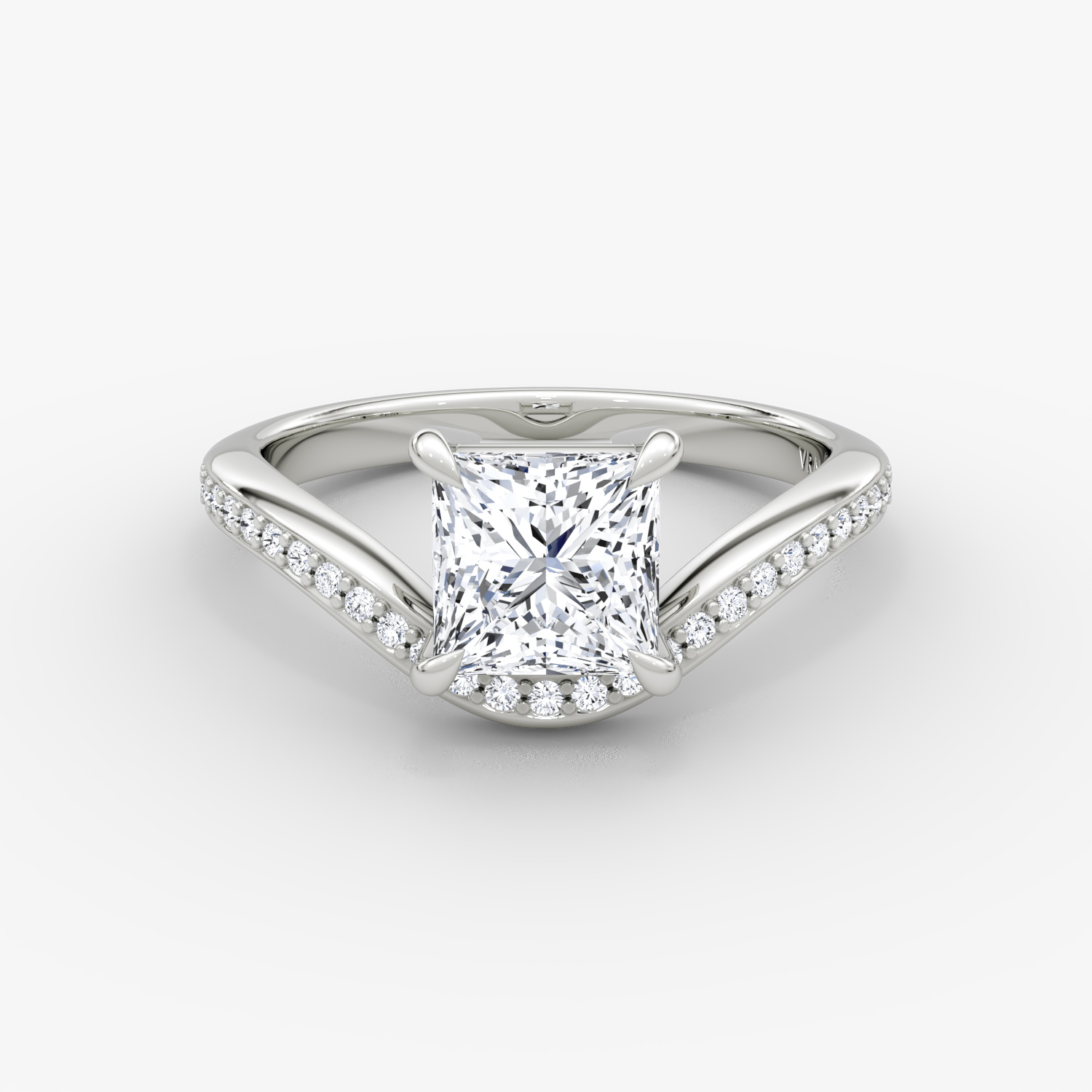 Curve Princess Engagement Ring | 18k White Gold