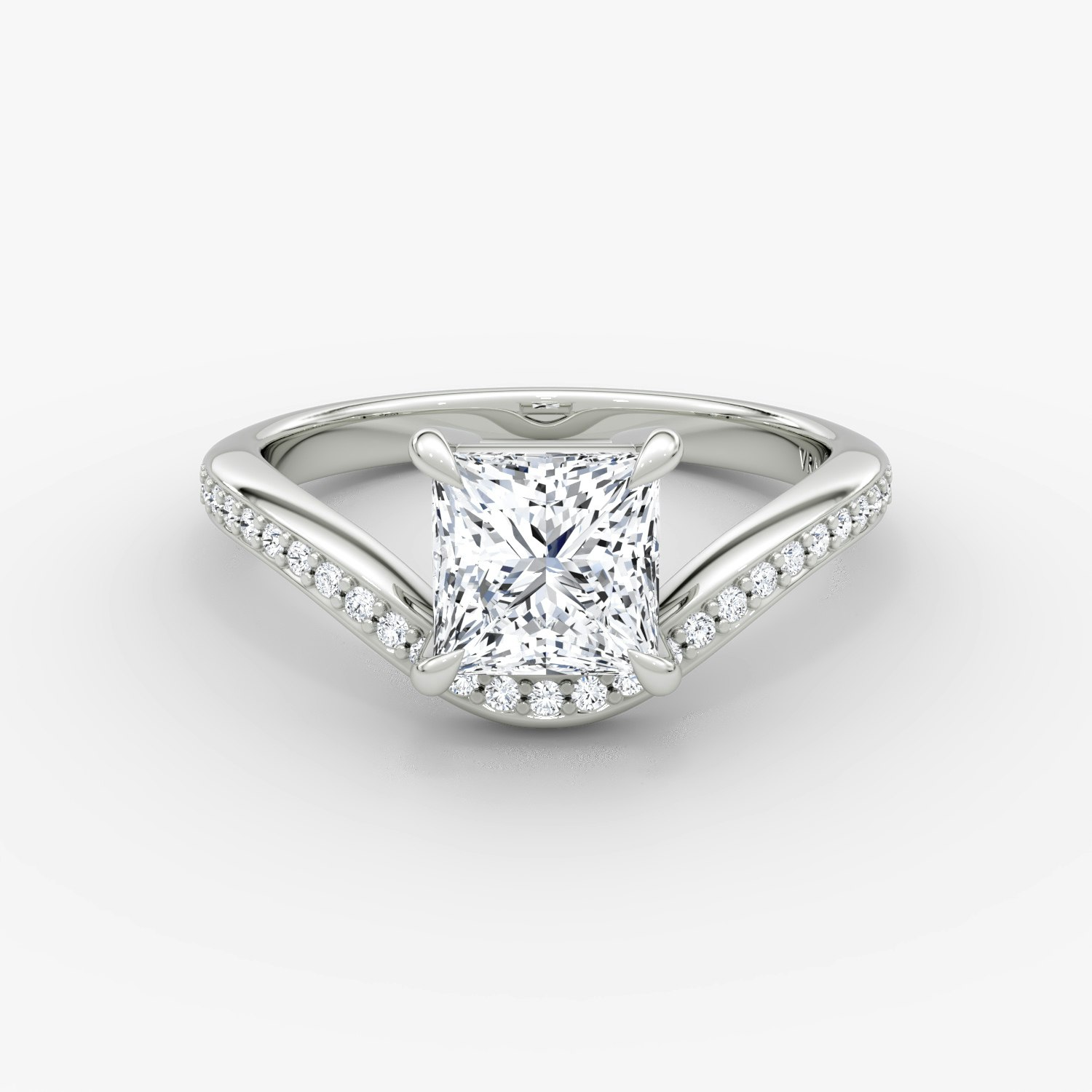 Curve Princess Engagement Ring | 18k White Gold