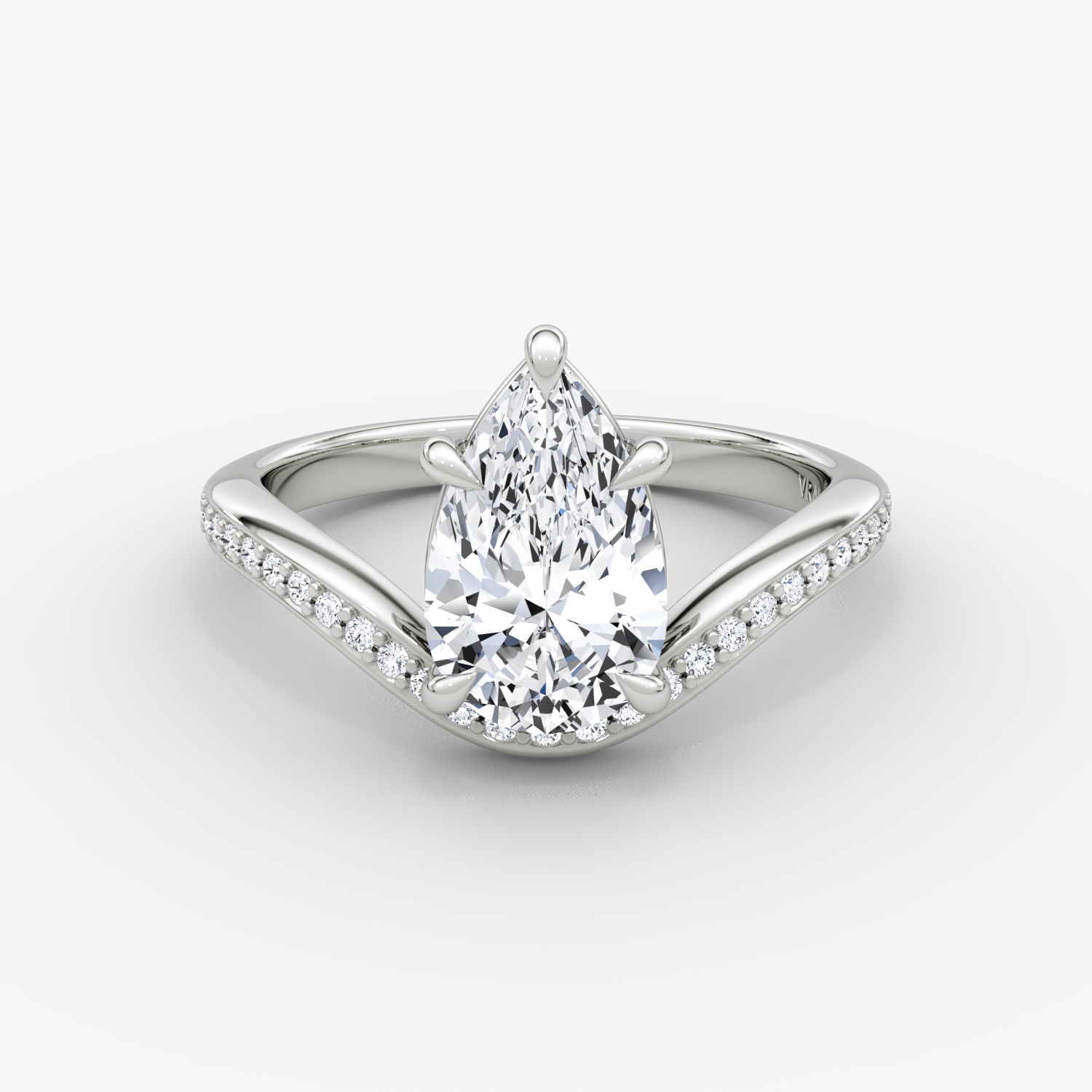 Curve Pear Engagement Ring | 18k White Gold
