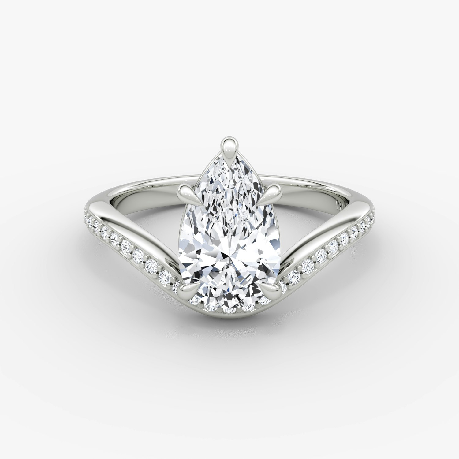 Curve Pear Engagement Ring | 18k White Gold