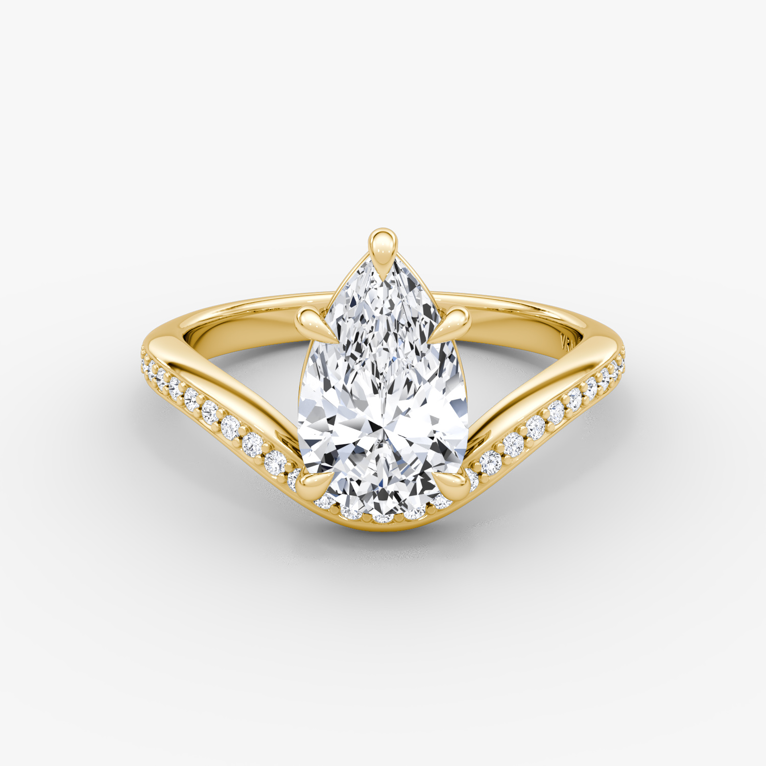Curve Pear Engagement Ring | 18k Yellow Gold