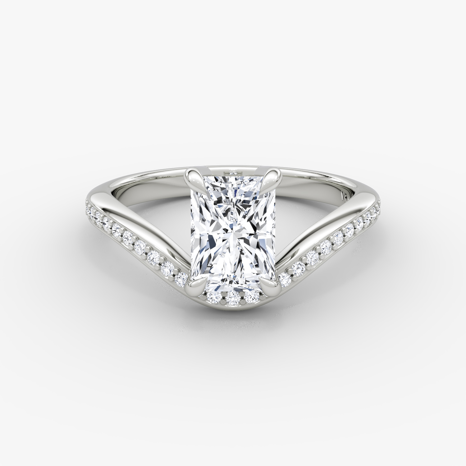 Curve Radiant Engagement Ring | 18k White Gold