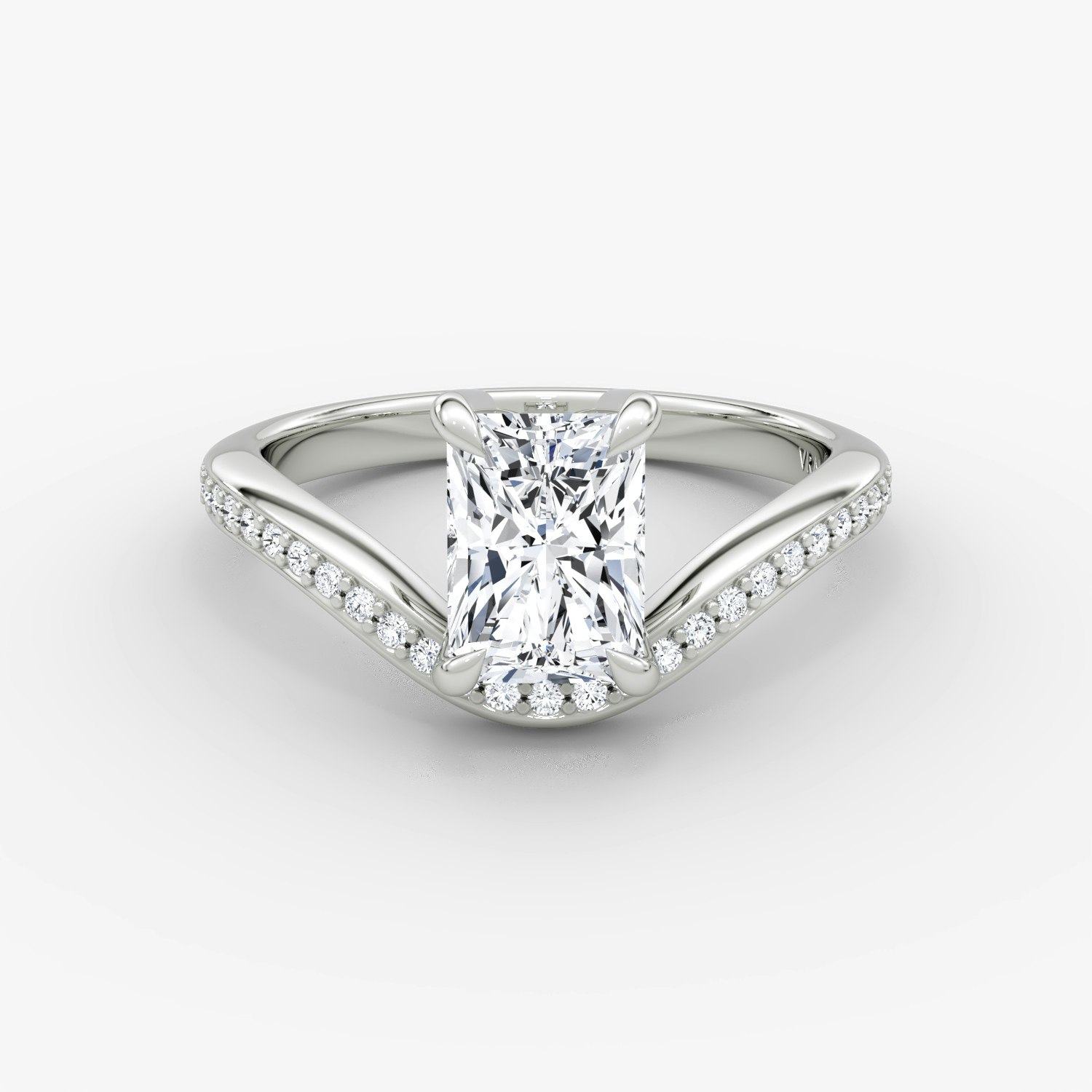 Curve Radiant Engagement Ring | 18k White Gold