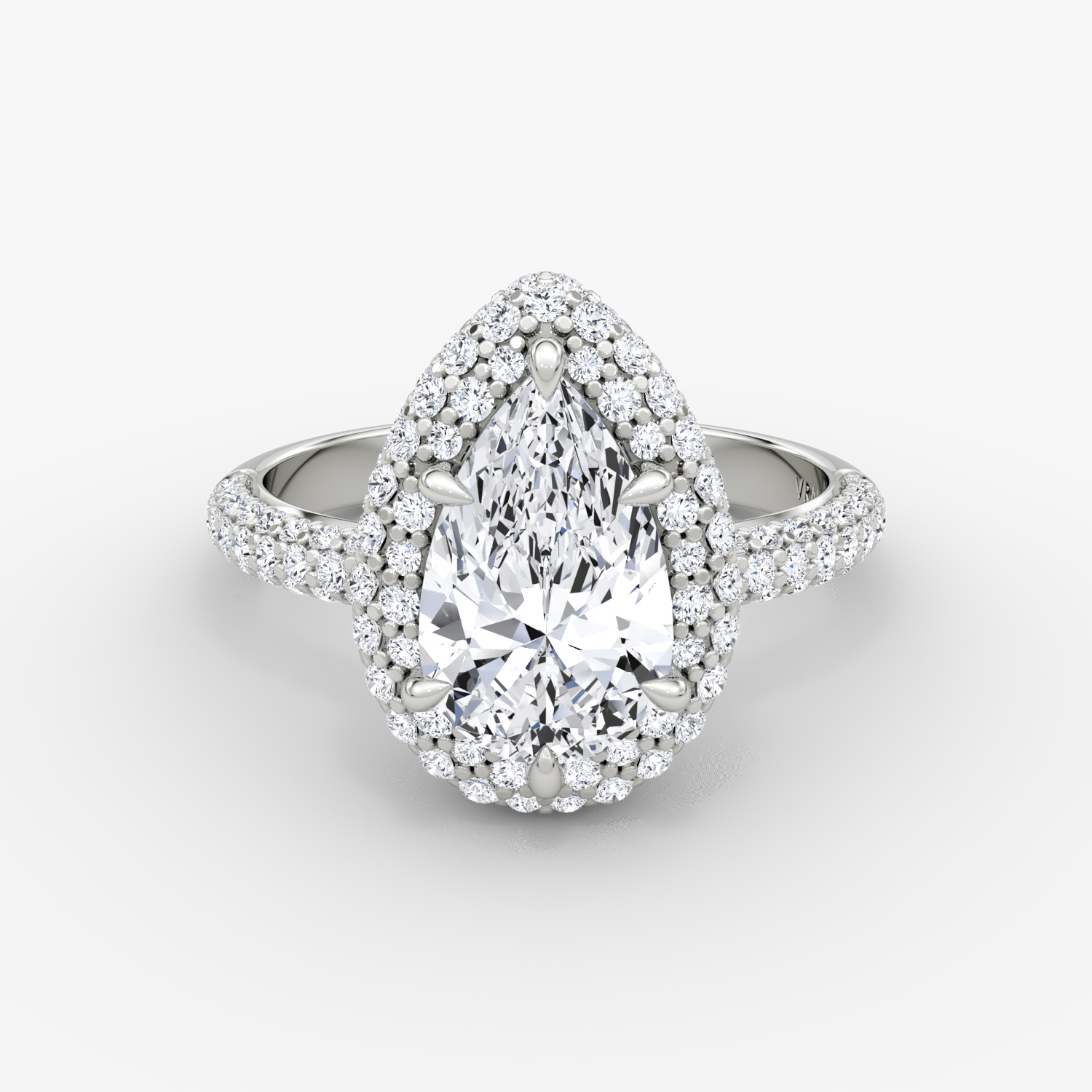Pavé Bombée Pear Engagement Ring | 18k White Gold Pave