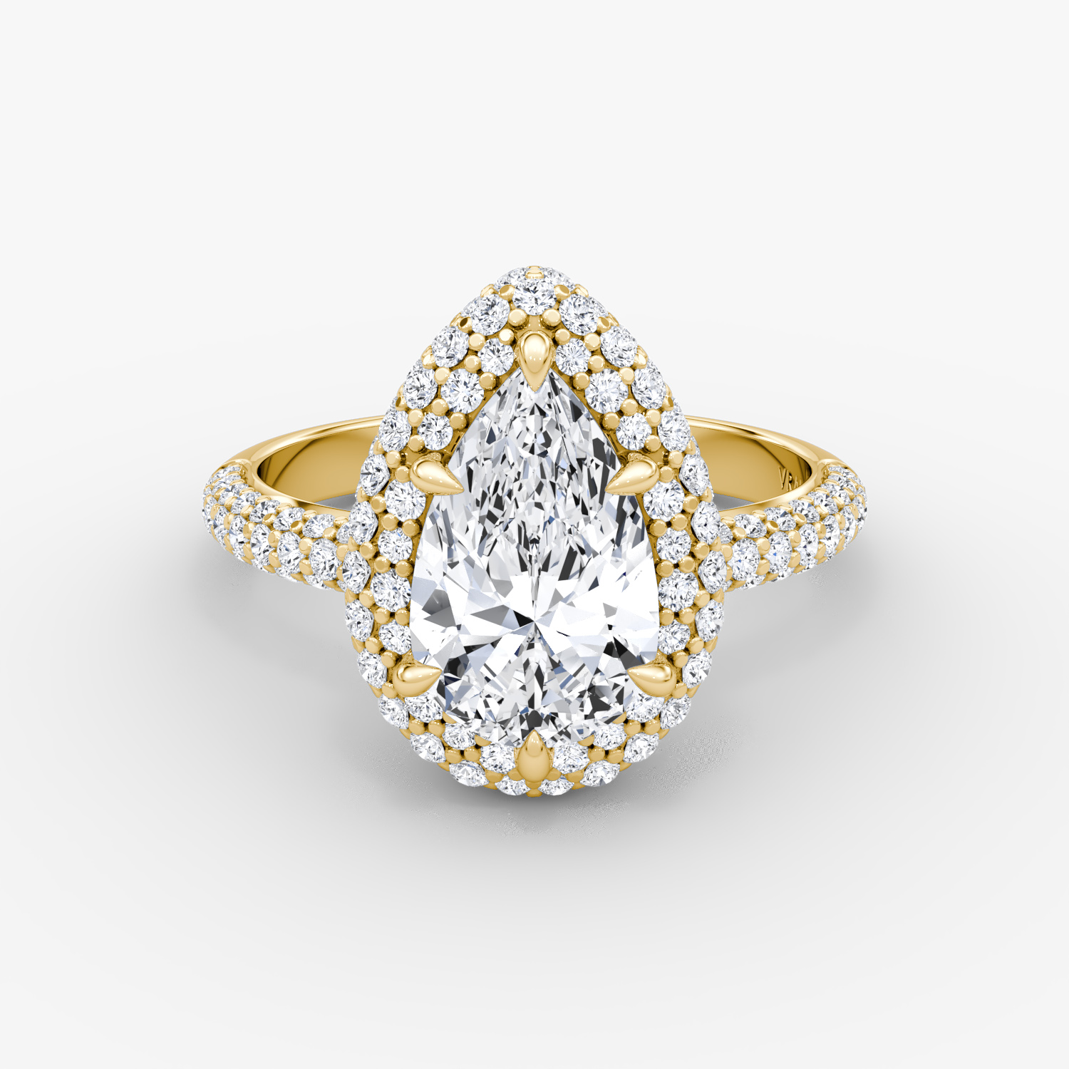 Pavé Bombée Pear Engagement Ring | 18k Yellow Gold Pave