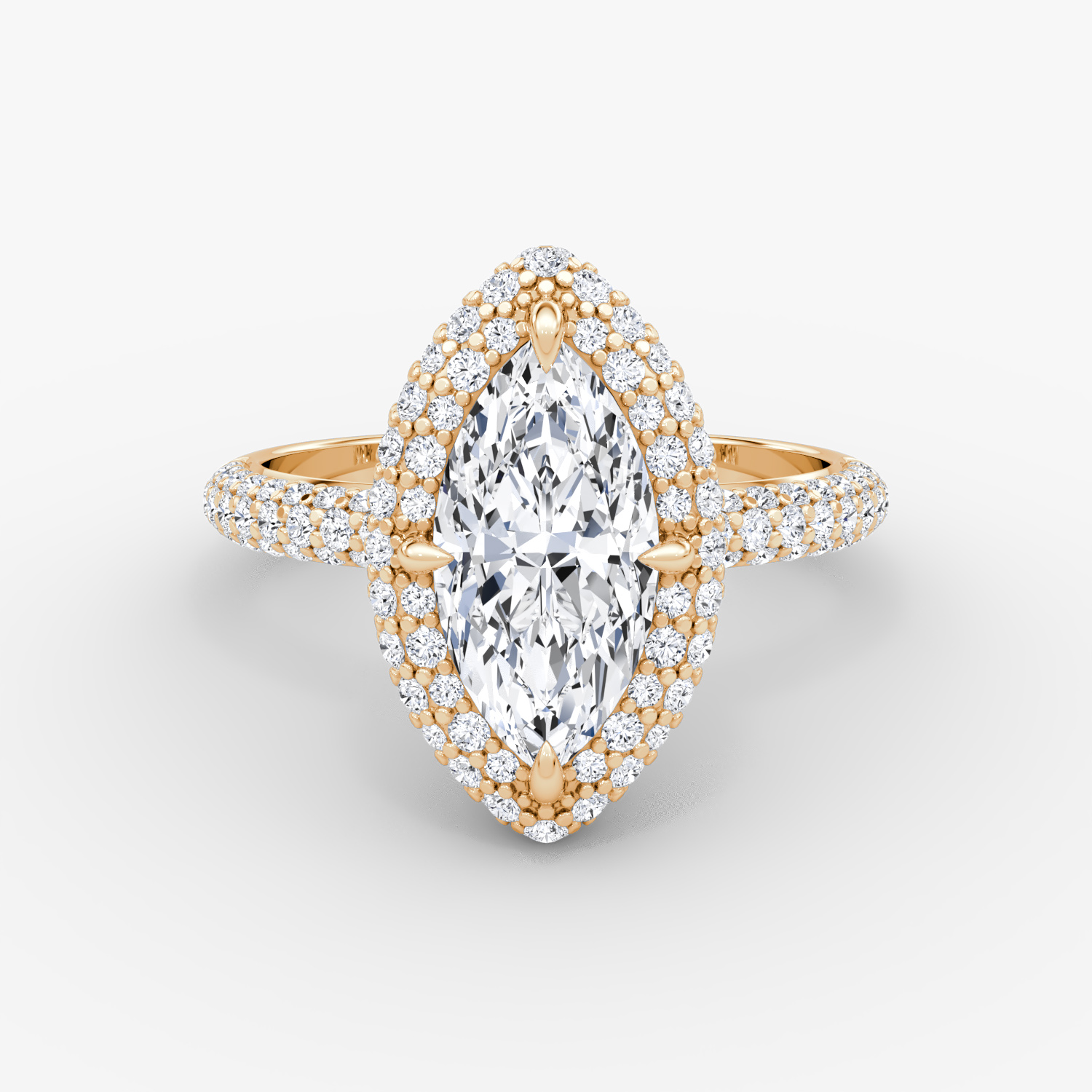 Pavé Bombée Marquise Engagement Ring | 14k Rose Gold Pave