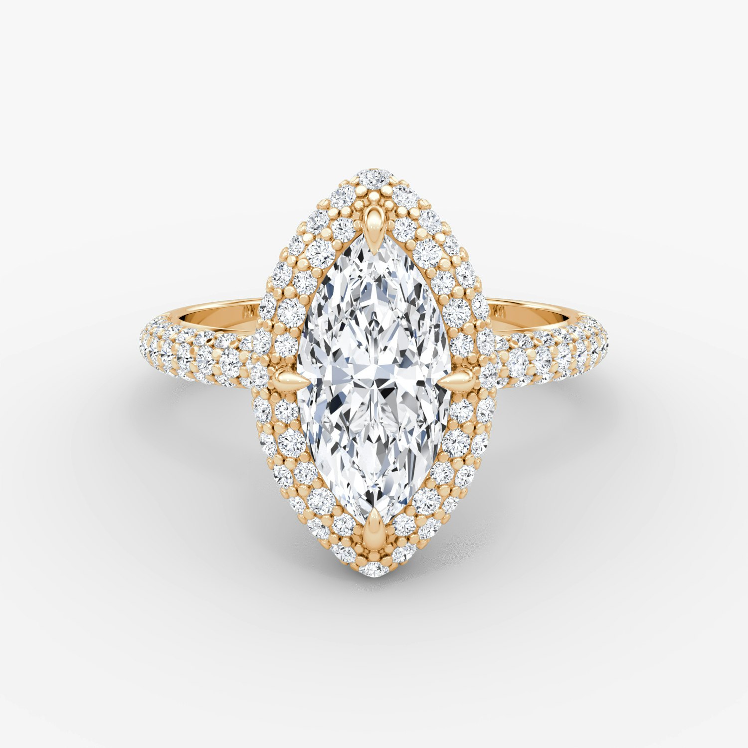 Pavé Bombée Marquise Engagement Ring | 14k Rose Gold Pave
