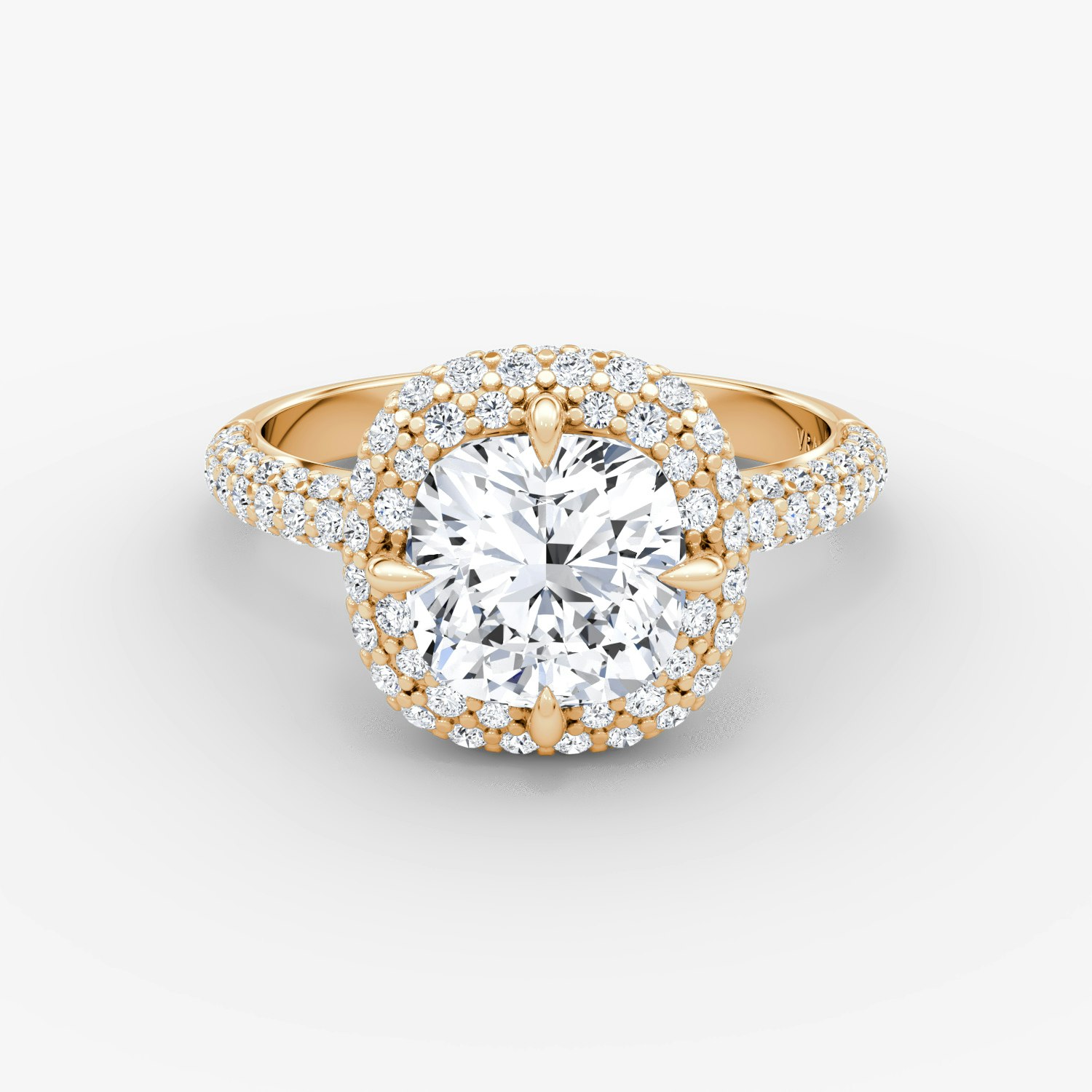 Pavé Bombée Cushion Engagement Ring | 14k Rose Gold Pave