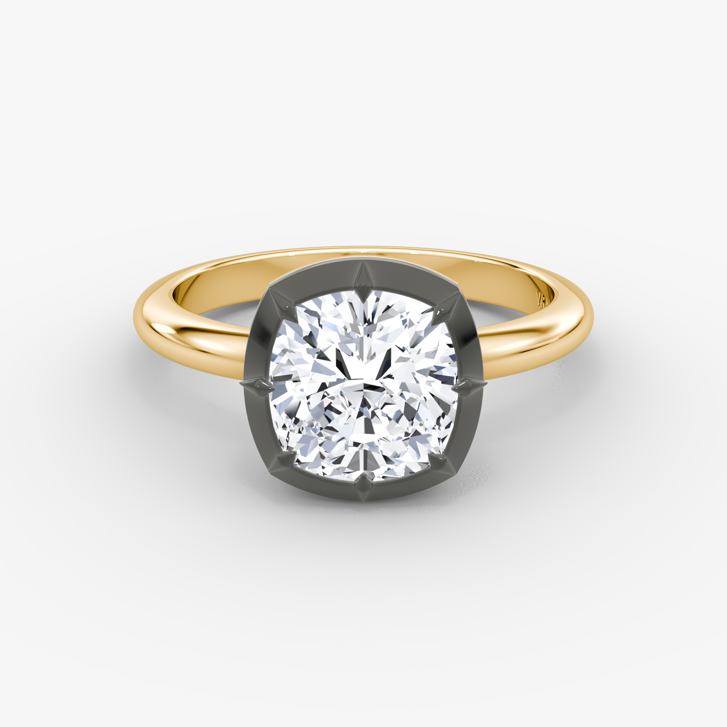 Georgian Cushion Engagement Ring | 18k Yellow Gold and Black Rhodium
