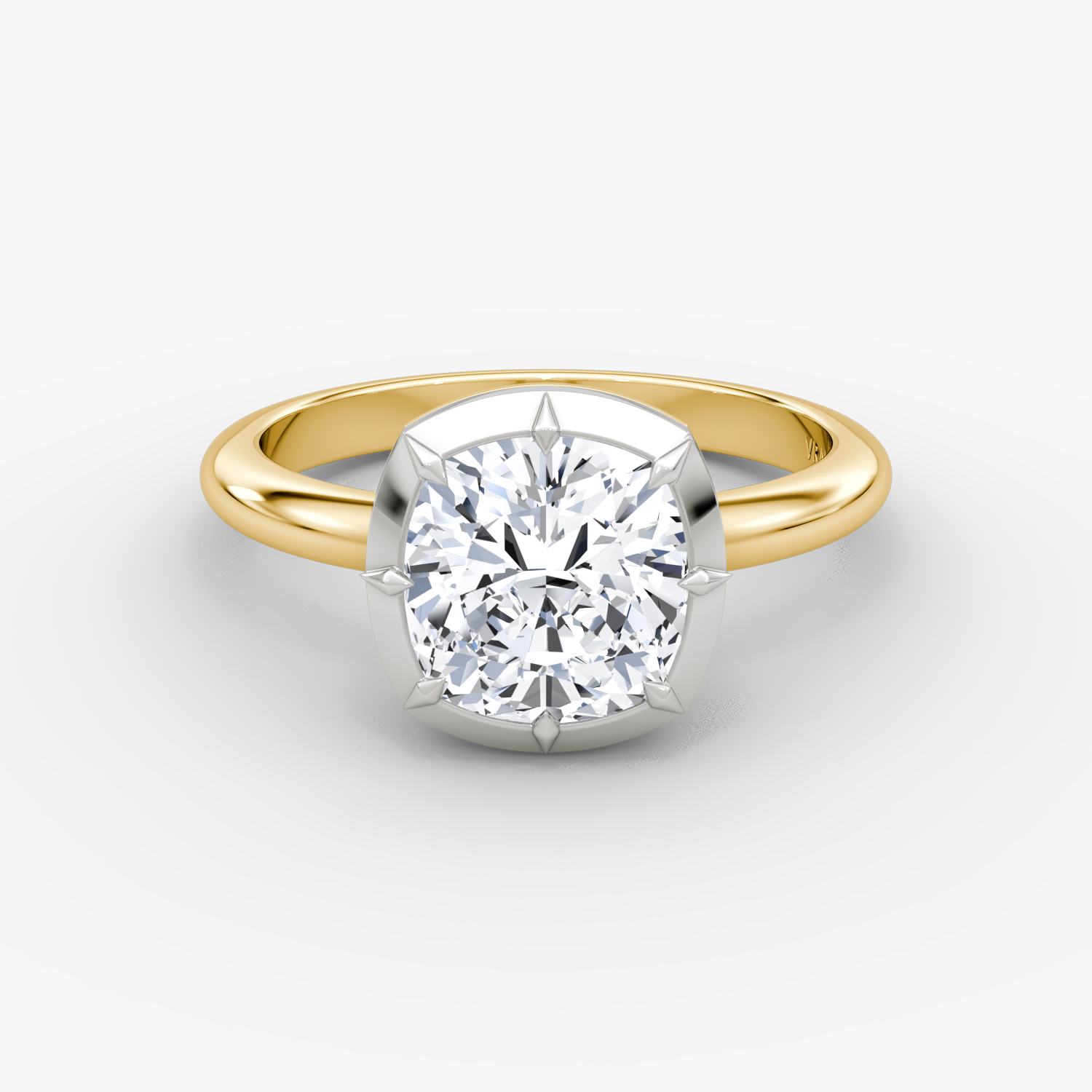 Georgian Cushion Engagement Ring | 18k Yellow Gold and Platinum