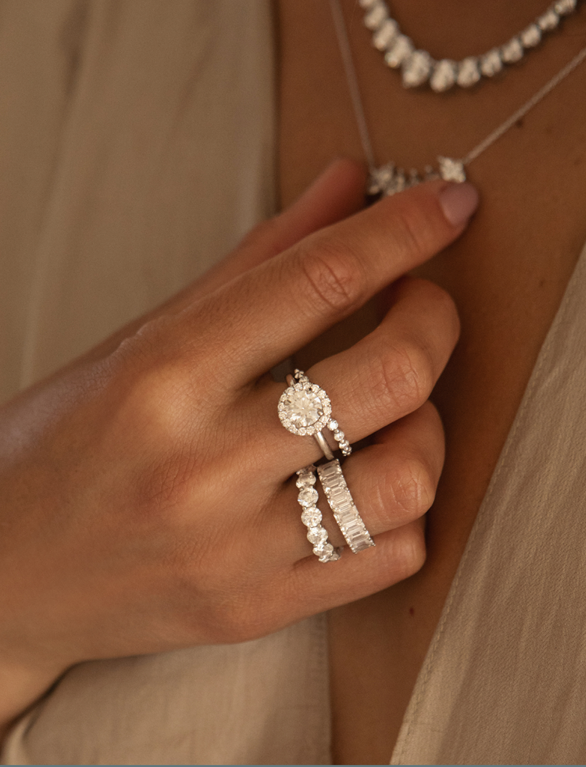 Stacked rings perfectly paired with VRAI