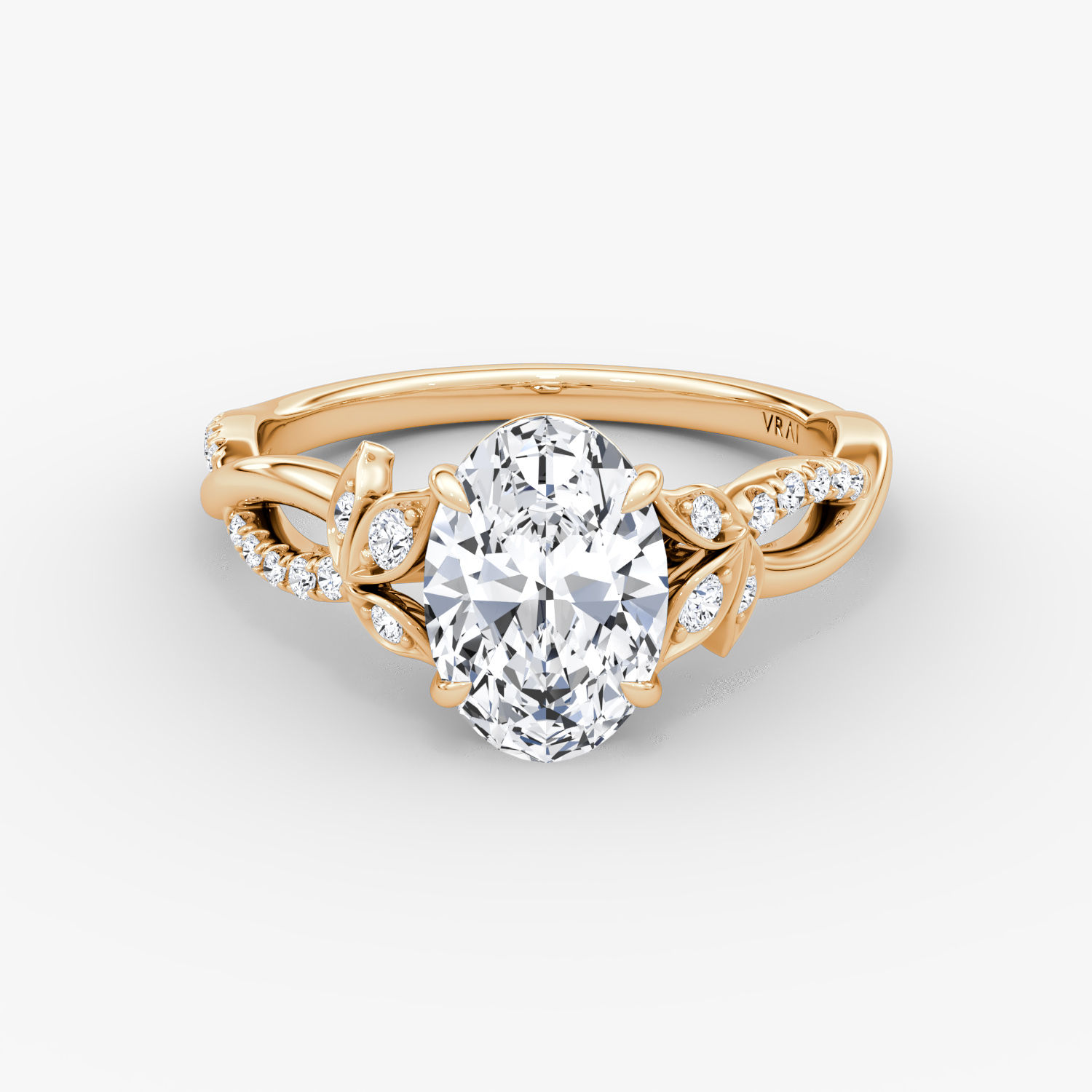 Twisted Floral Oval Engagement Ring | 14k Rose Gold