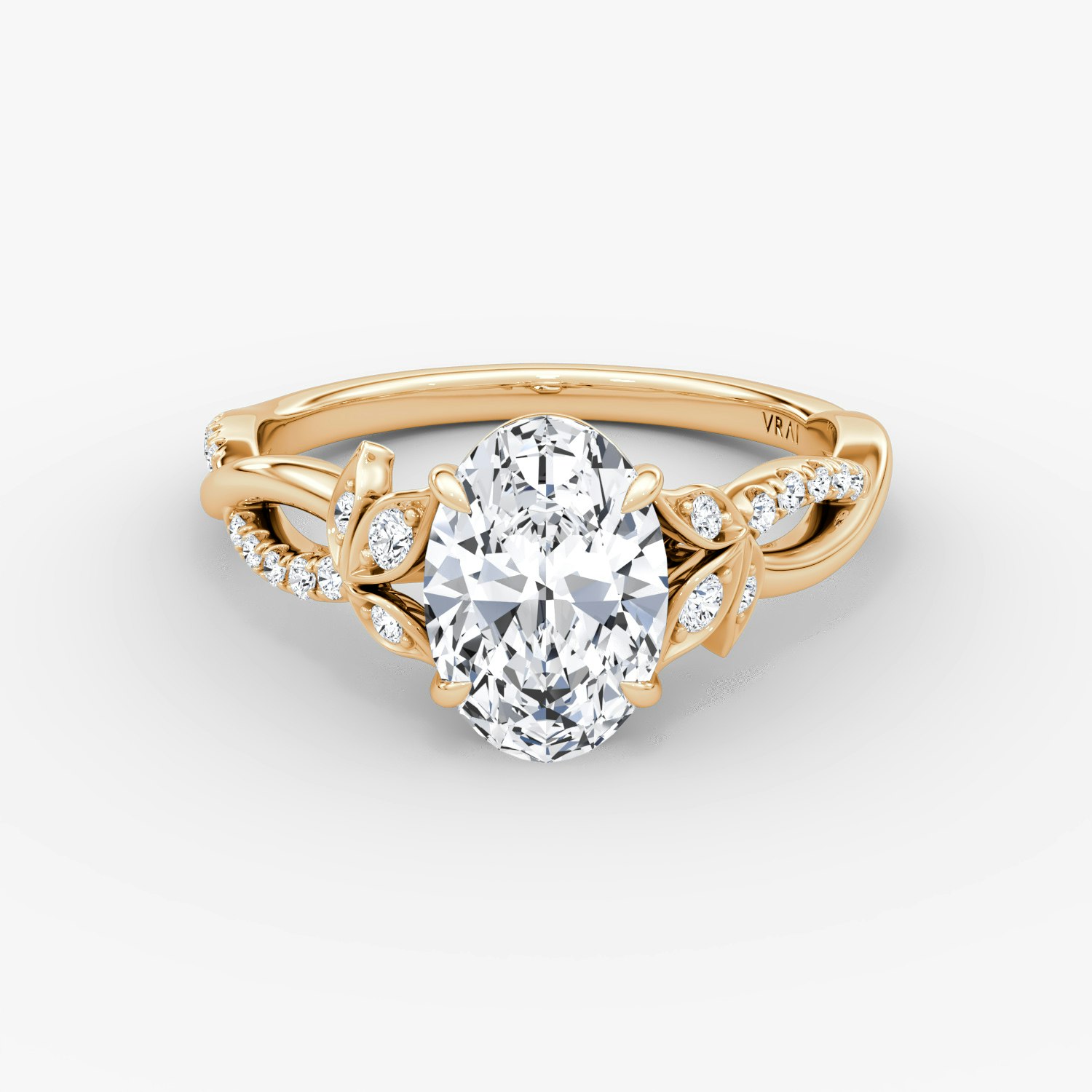 Twisted Floral Oval Engagement Ring | 14k Rose Gold