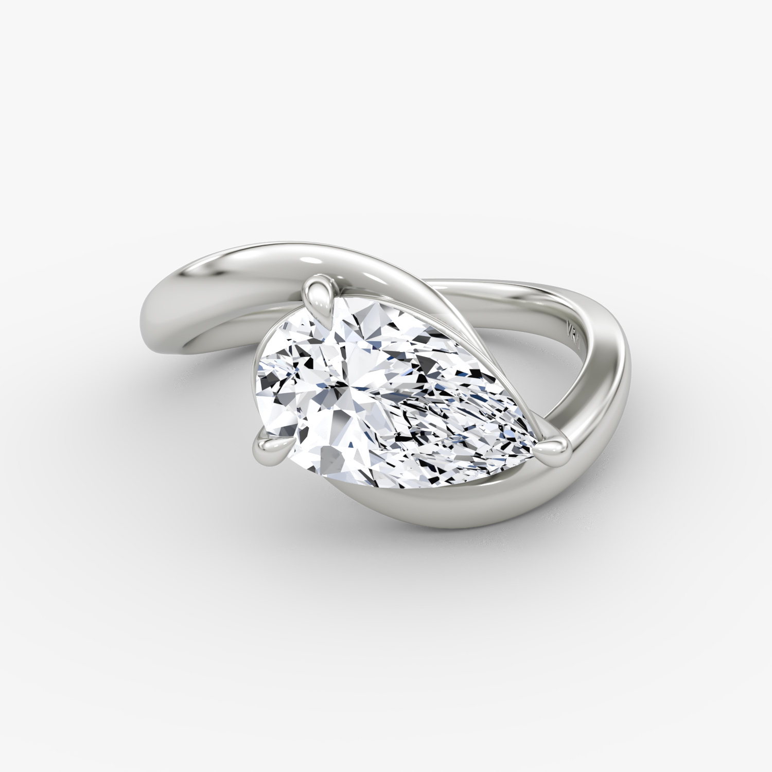 Wrapped Solitaire Pear Engagement Ring | 18k White Gold