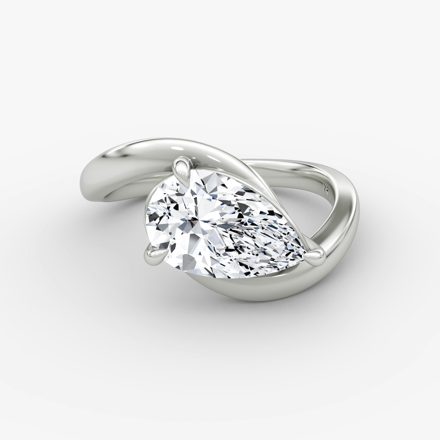 Wrapped Solitaire Pear Engagement Ring | 18k White Gold
