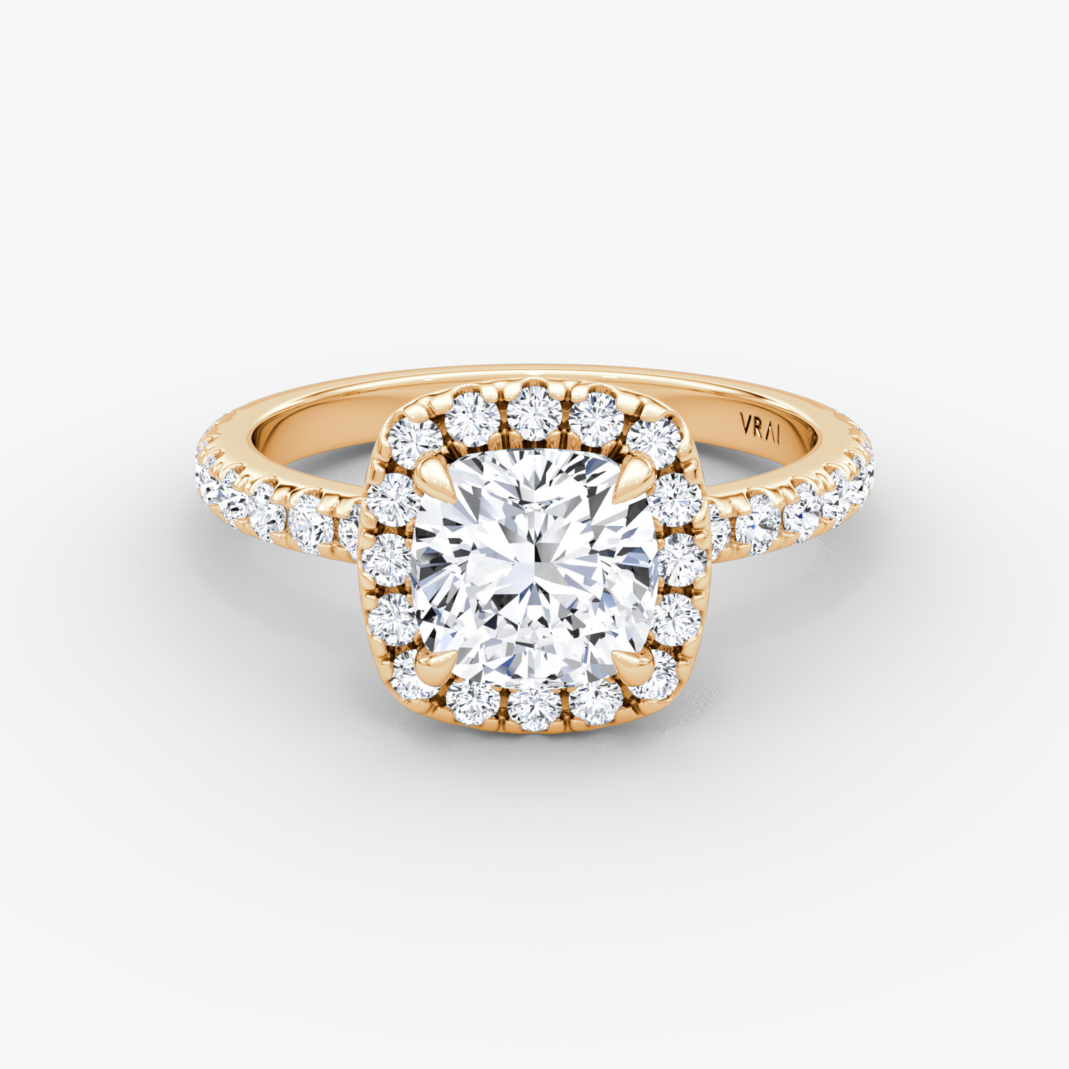 Halo Cushion Engagement Ring | 14k Rose Gold