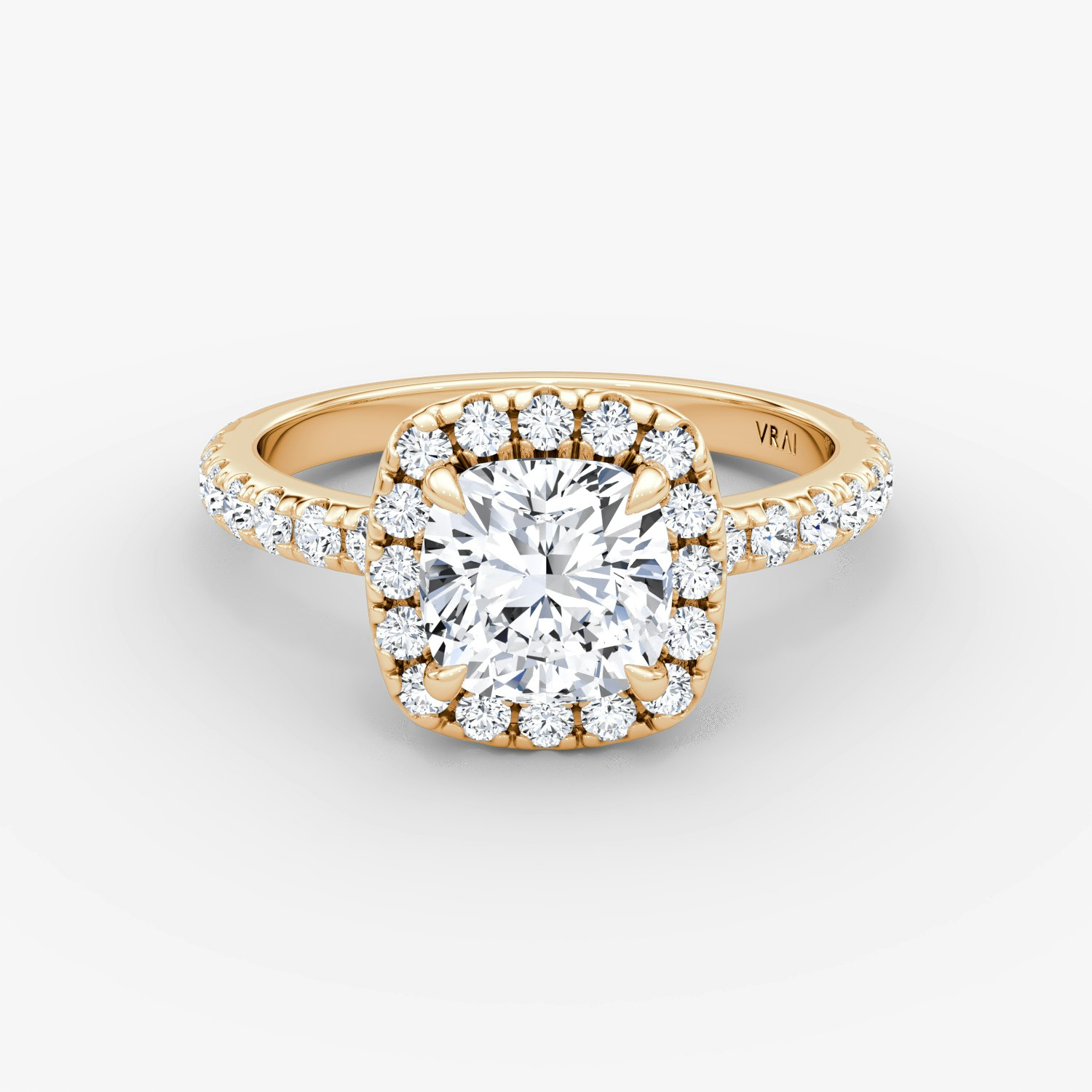 Halo Cushion Engagement Ring | 14k Rose Gold