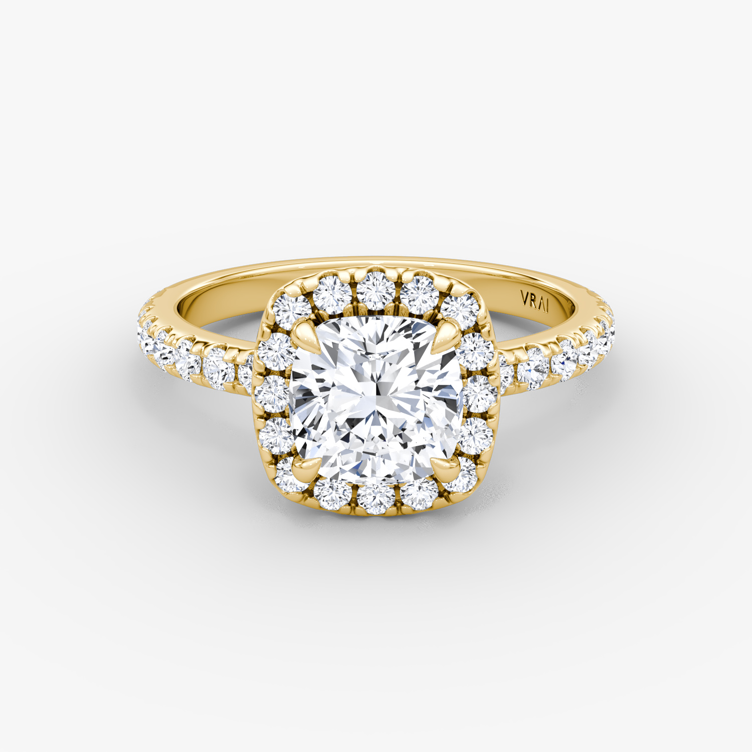 Halo Cushion Engagement Ring | 18k Yellow Gold