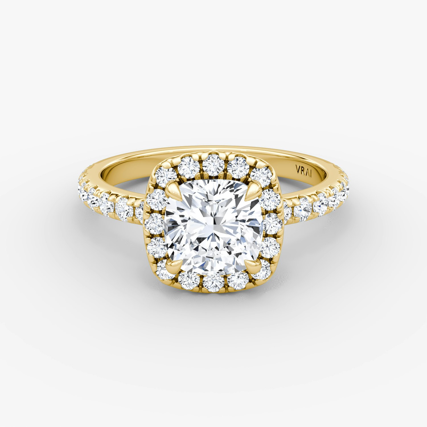 Halo Cushion Engagement Ring | 18k Yellow Gold
