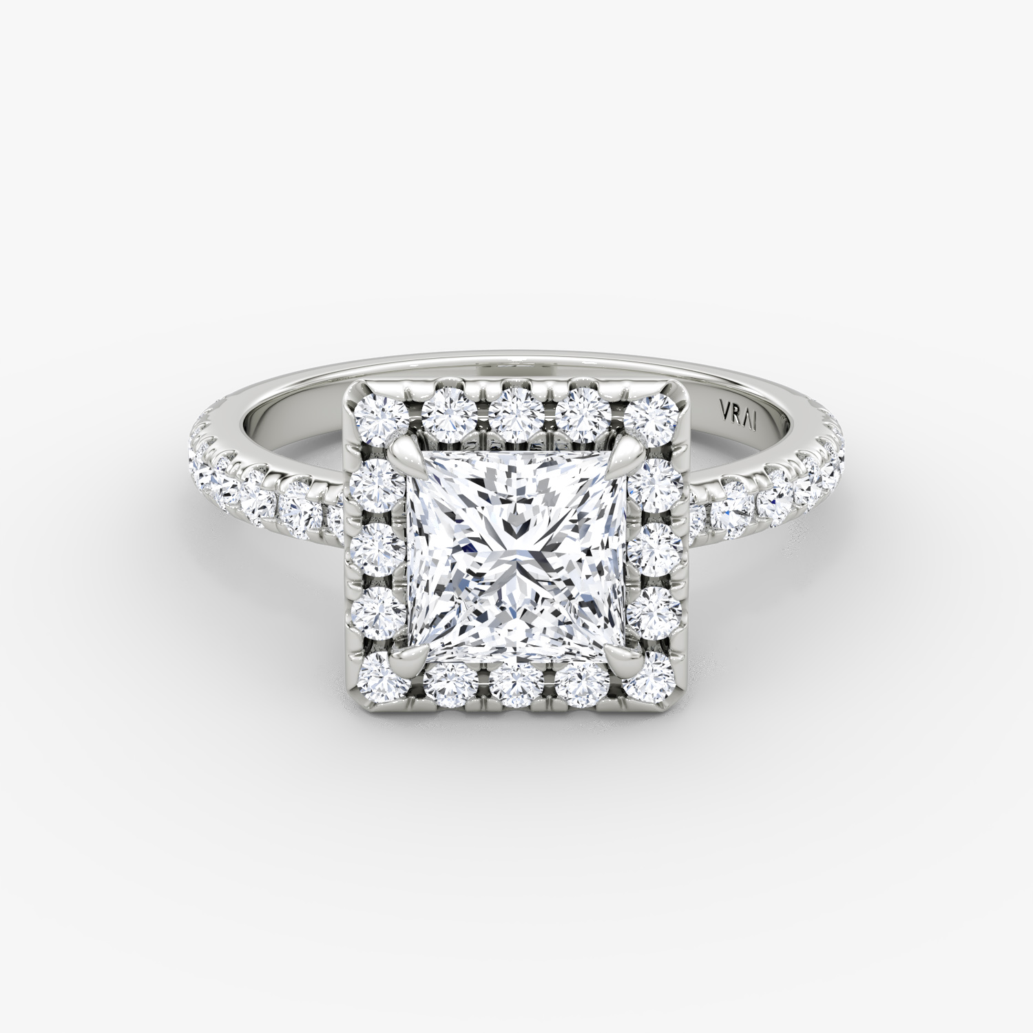 Halo Princess Engagement Ring | 18k White Gold