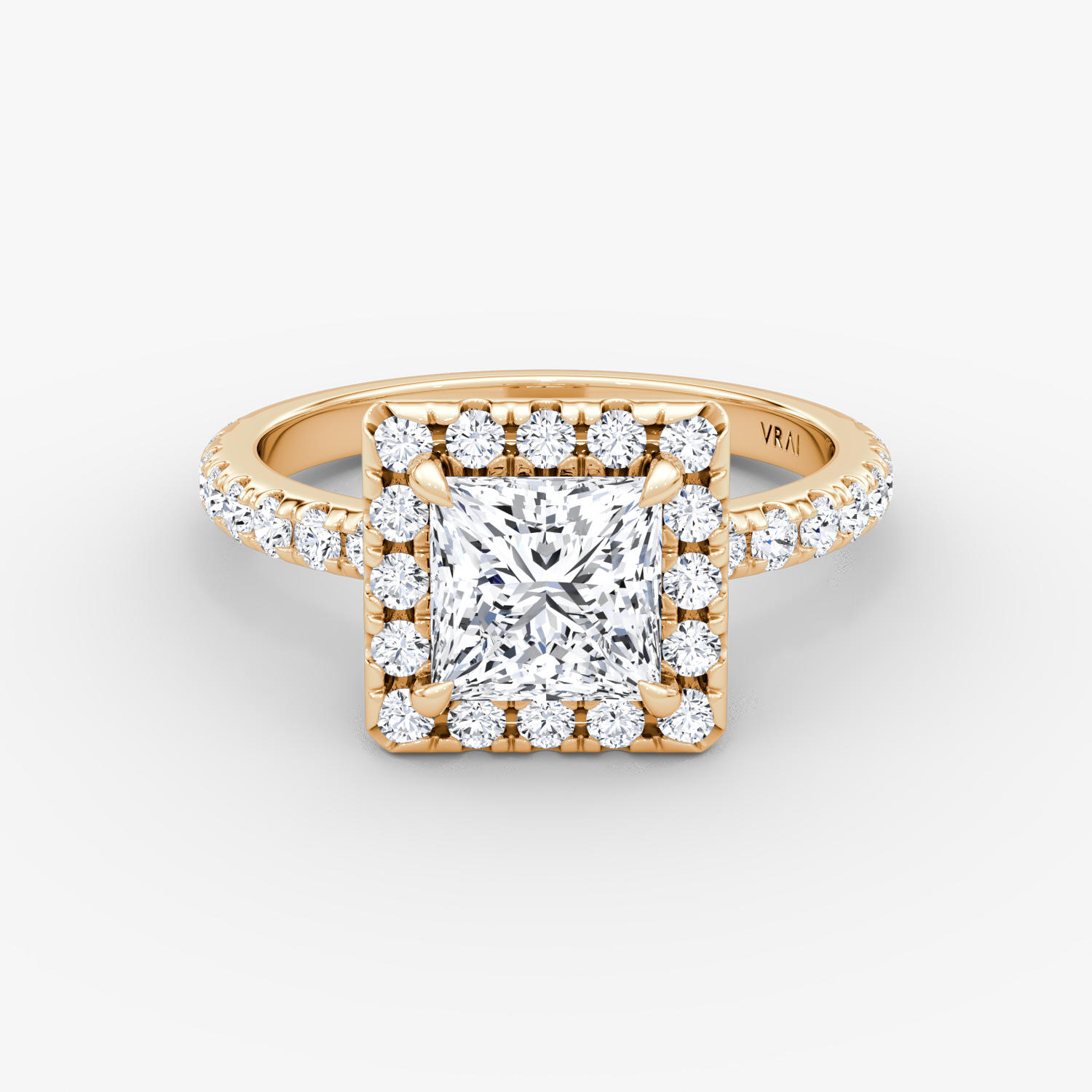 Halo Princess Engagement Ring | 14k Rose Gold