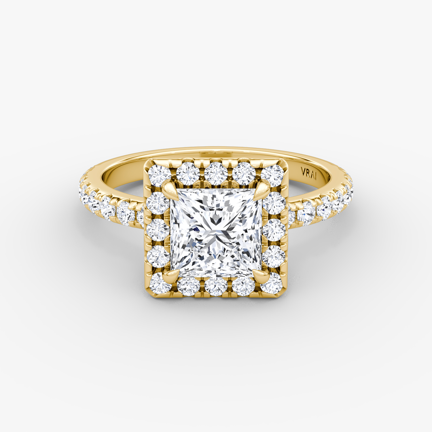 Halo Princess Engagement Ring | 18k Yellow Gold