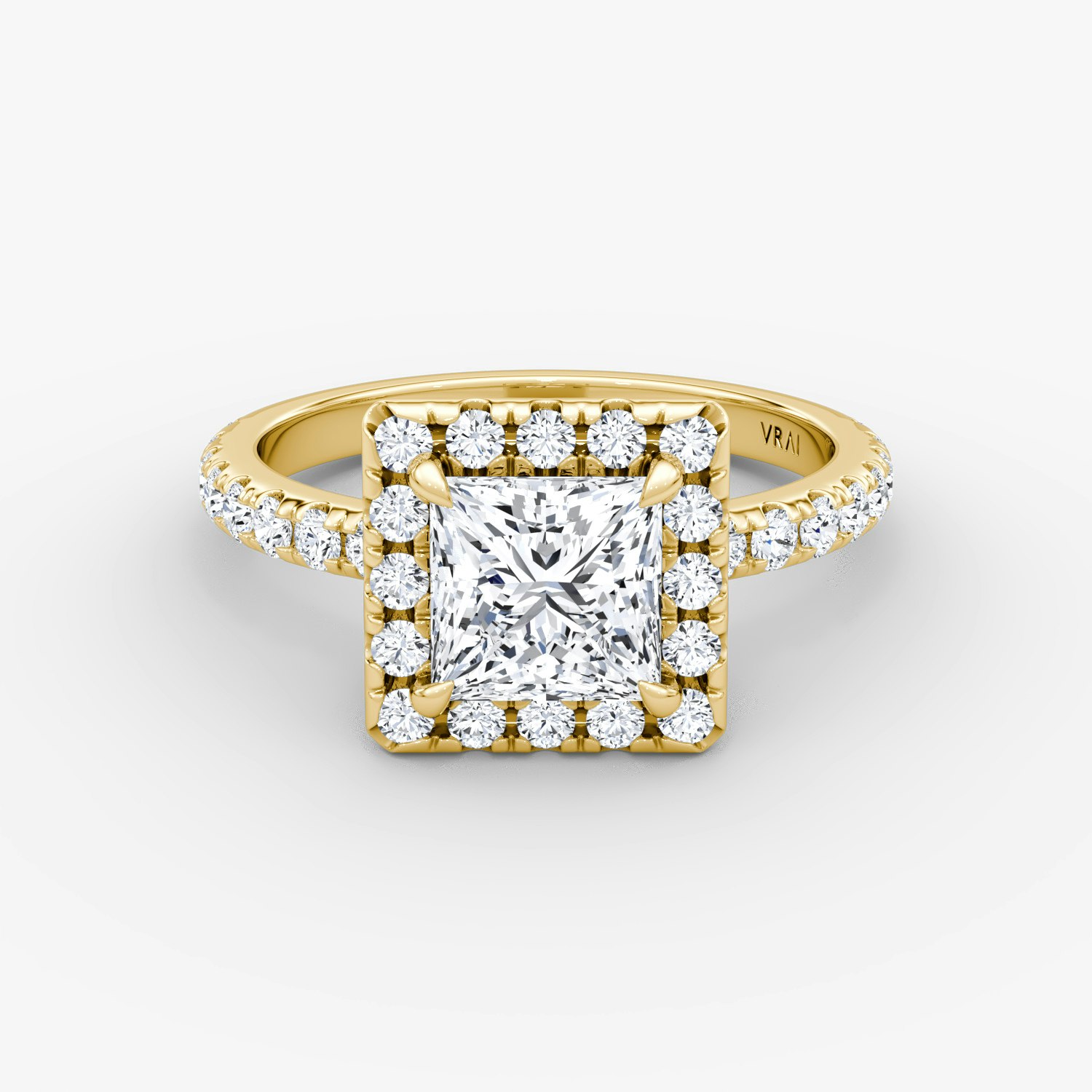 Halo Princess Engagement Ring | 18k Yellow Gold