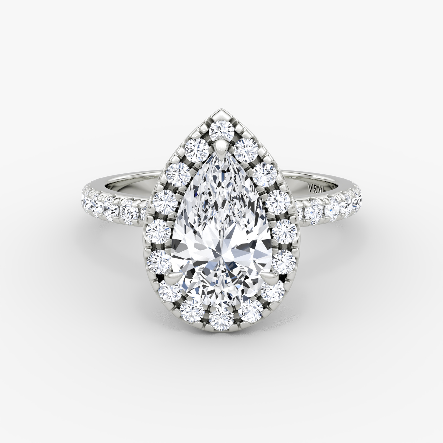 Halo Pear Engagement Ring | 18k White Gold