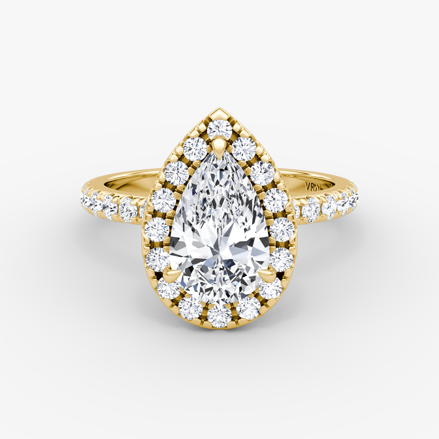 Halo Pear Engagement Ring | 18k Yellow Gold
