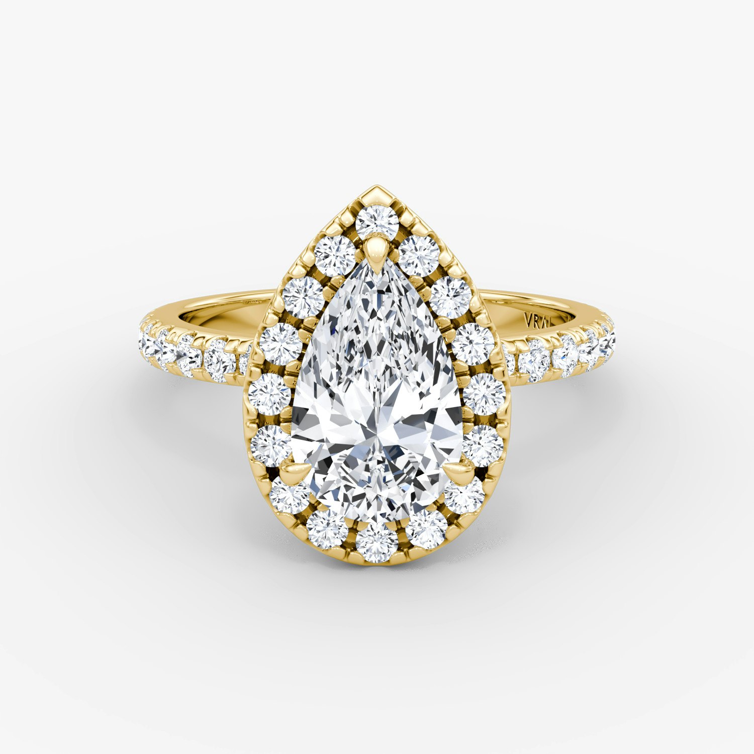 Halo Pear Engagement Ring | 18k Yellow Gold
