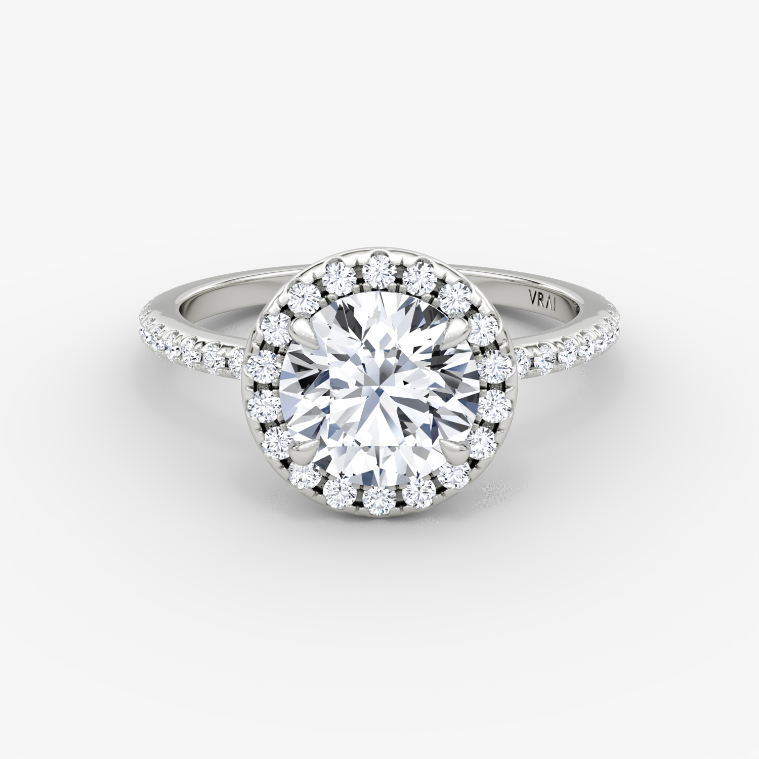 Halo Round Brilliant Engagement Ring | 18k White Gold