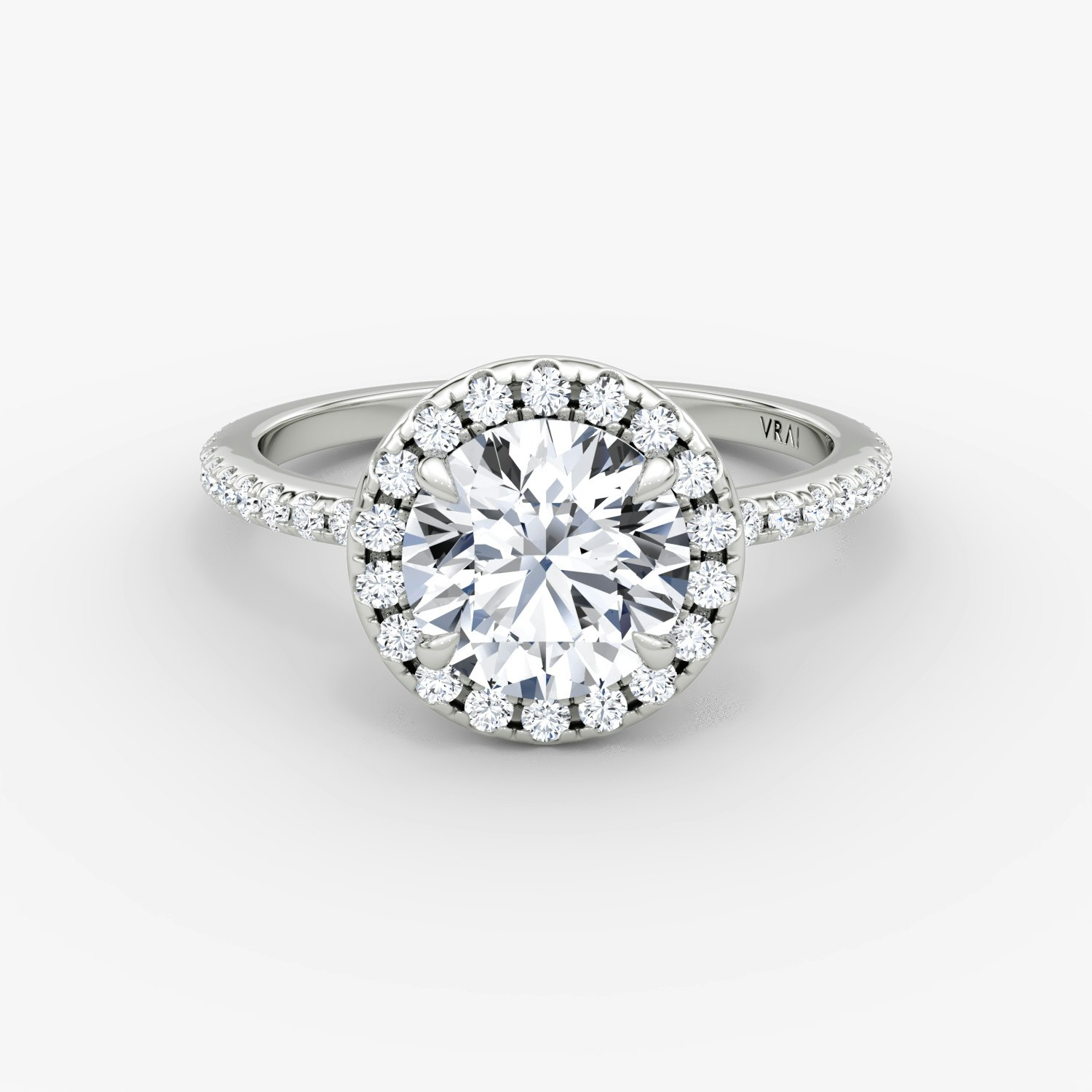 Halo Round Brilliant Engagement Ring | 18k White Gold