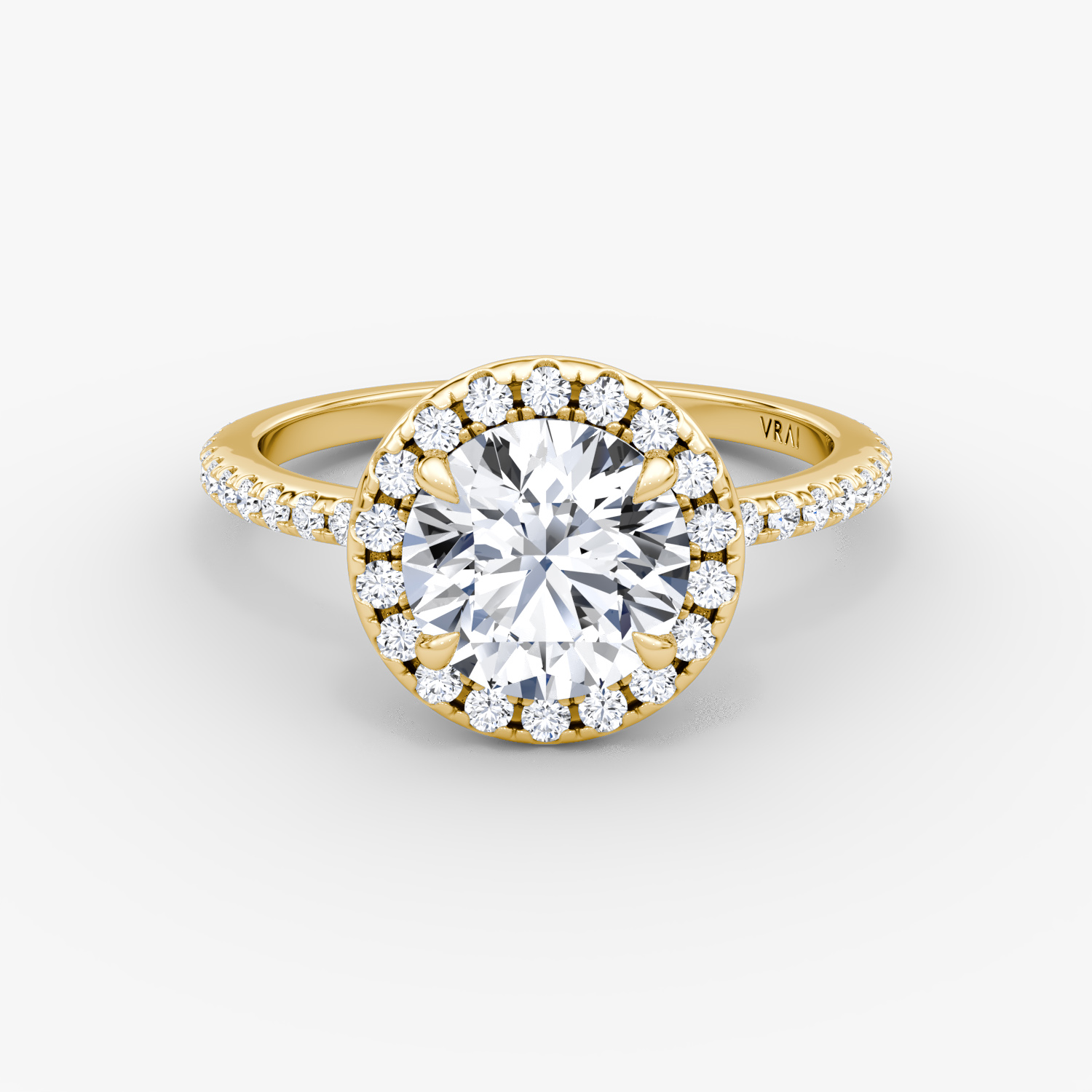 Halo Round Brilliant Engagement Ring | 18k Yellow Gold