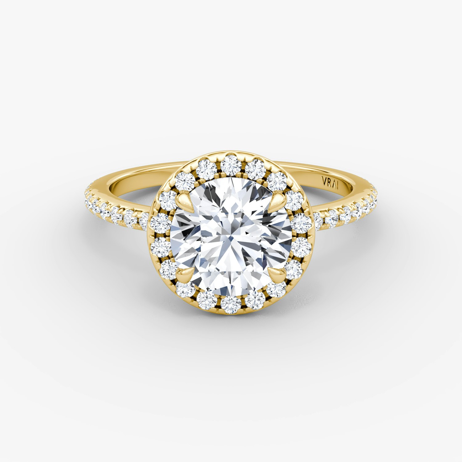 Halo Round Brilliant Engagement Ring | 18k Yellow Gold