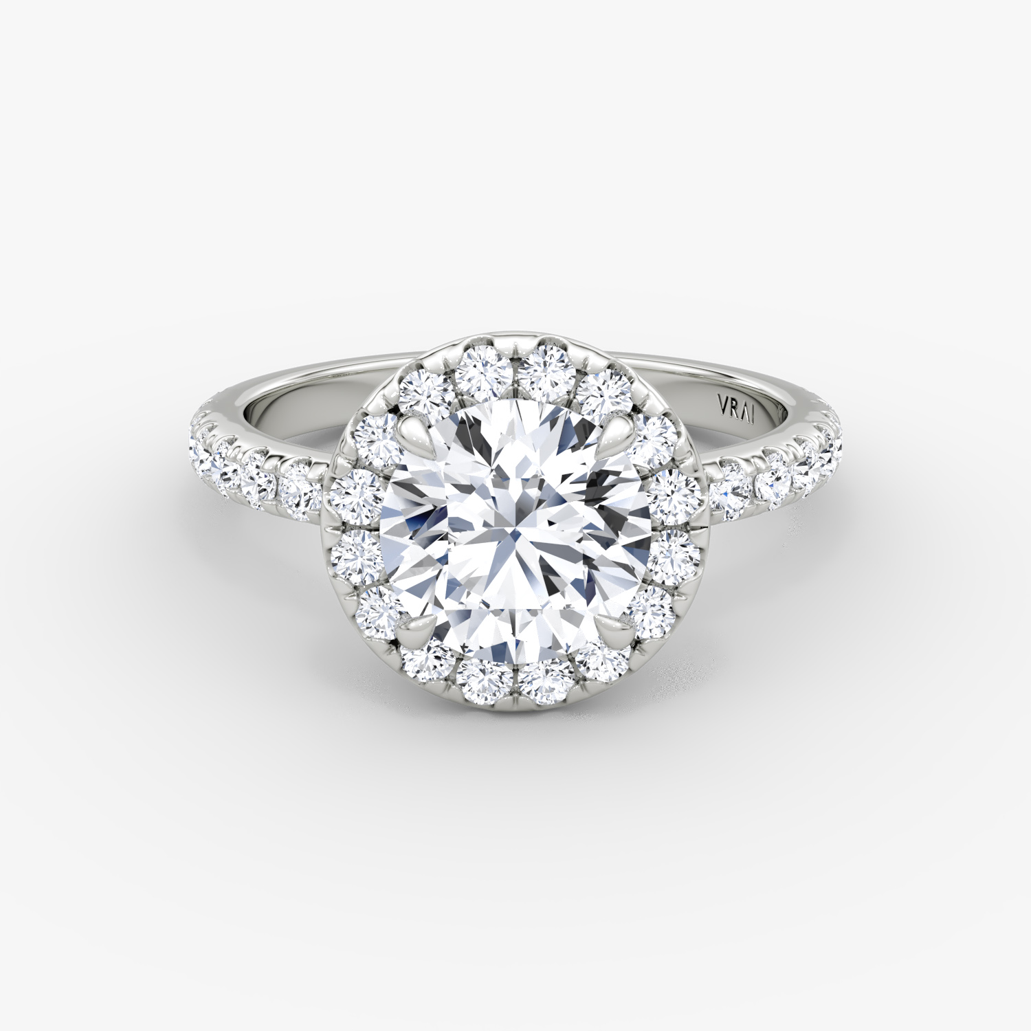 Halo Round Brilliant Engagement Ring | 14k White Gold