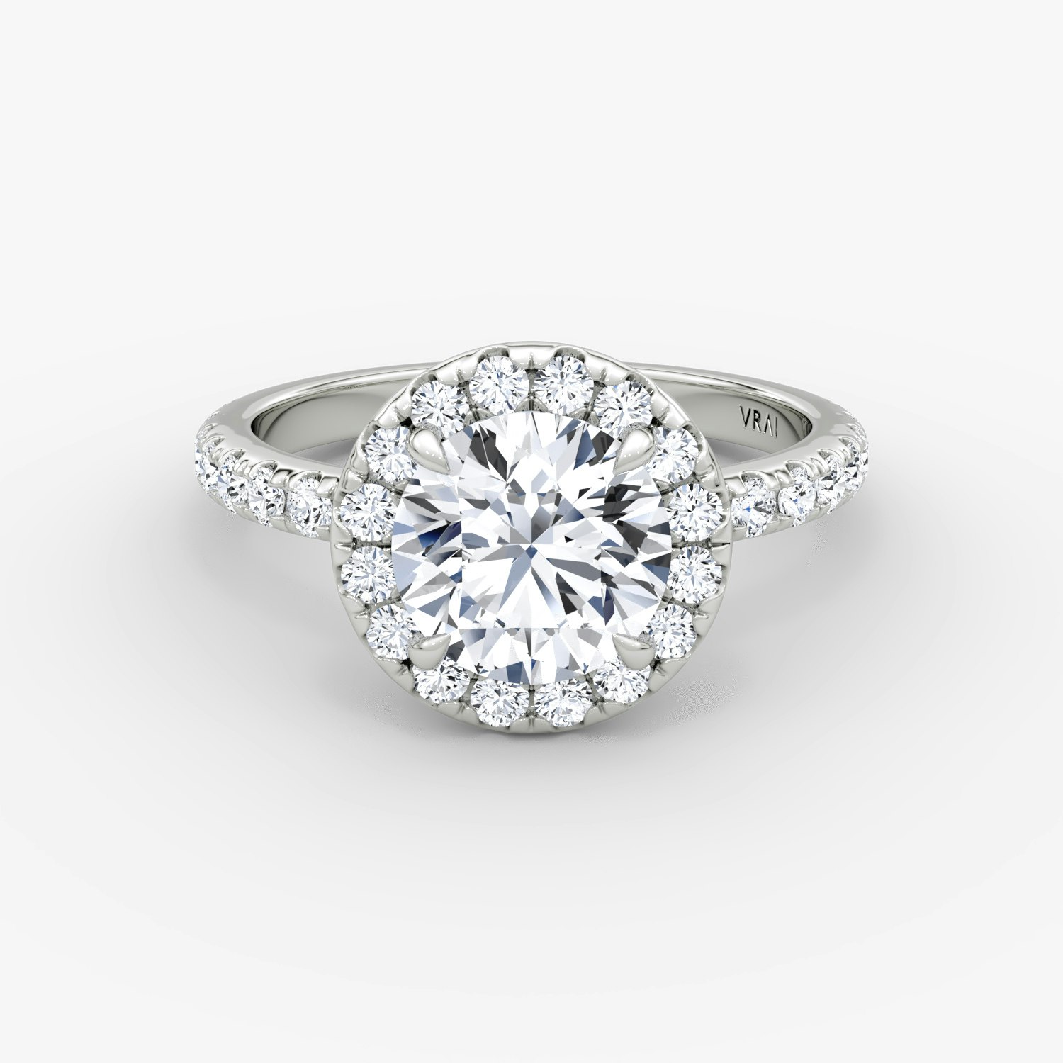 Halo Round Brilliant Engagement Ring | 14k White Gold